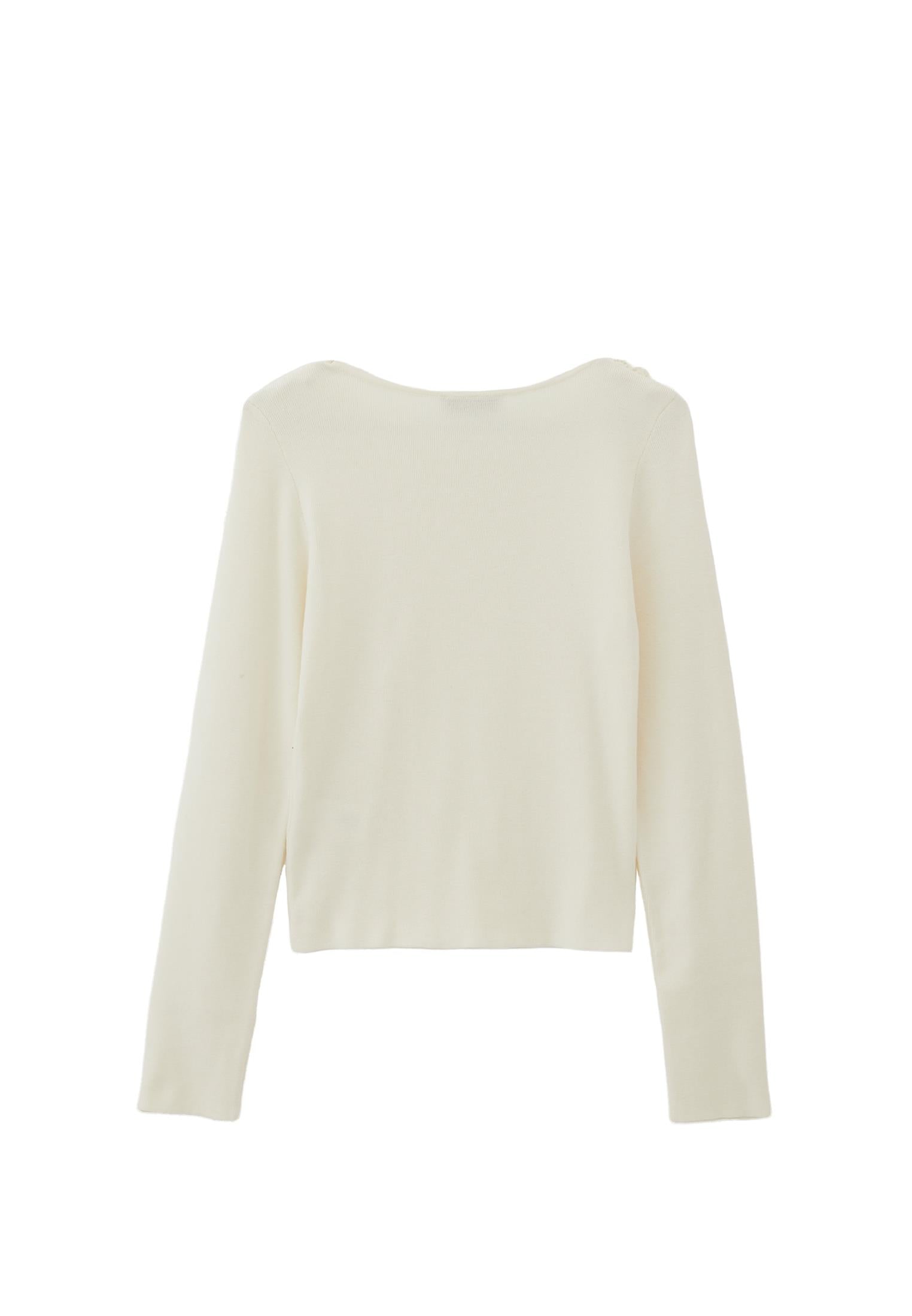Boat Neck Raglan Sleeve Sweater - ICE MILK