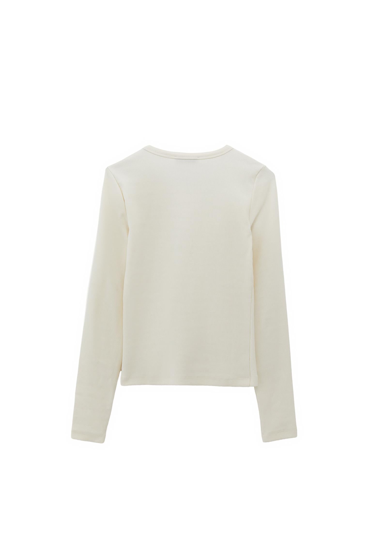 Crew Neck Long Sleeve T-Shirt - ICE MILK