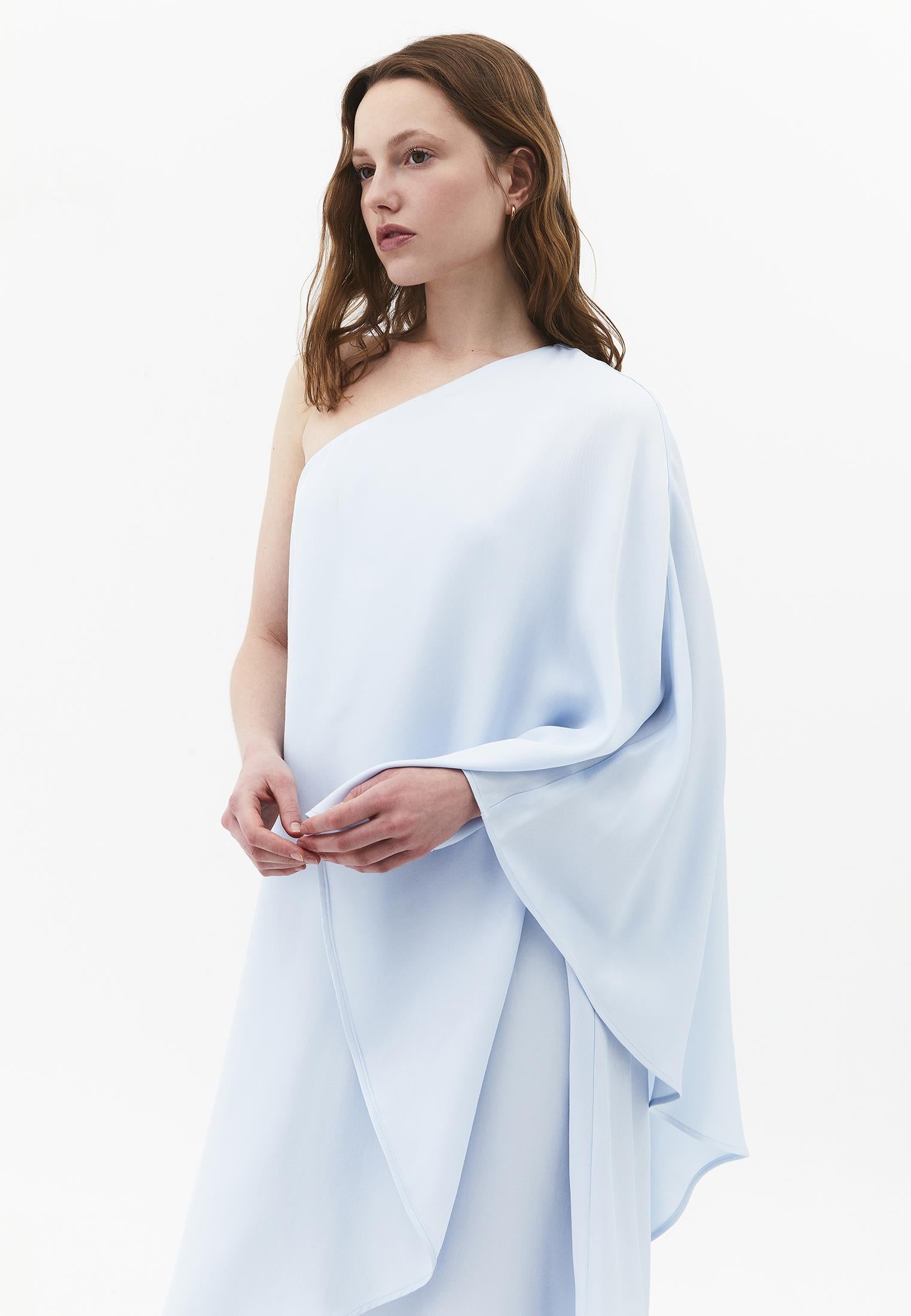 Asymmetric One Shoulder Long Dress - ICE WATER