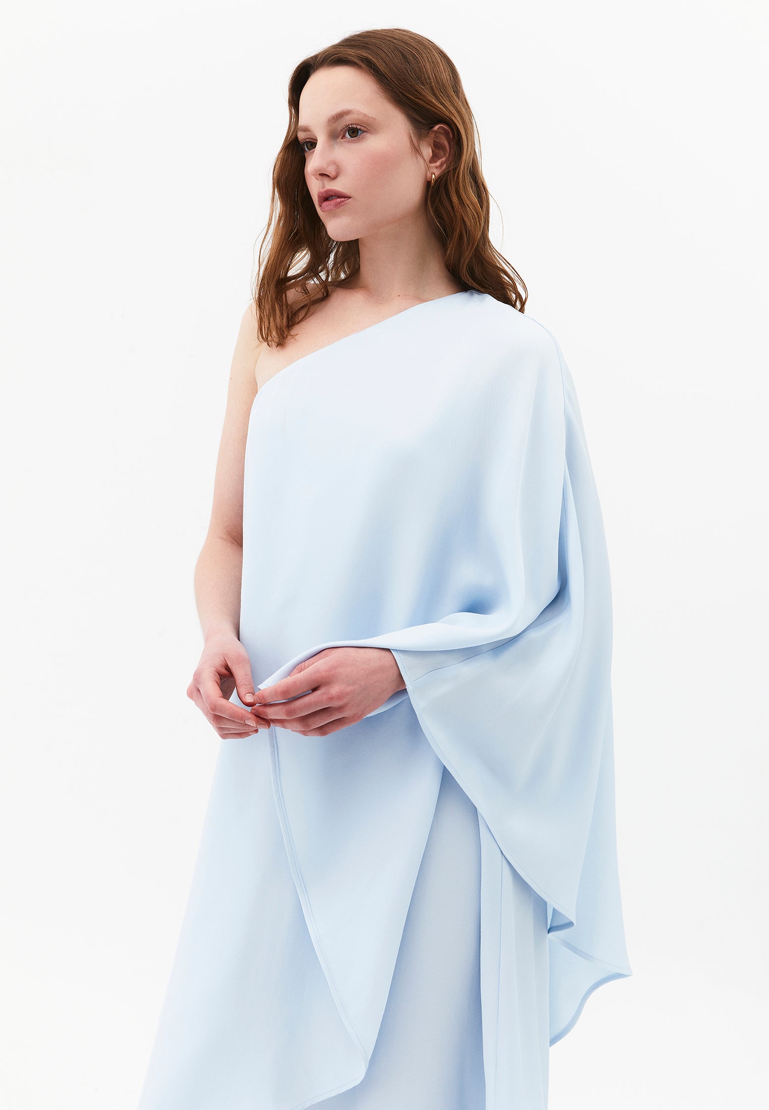 Asymmetric One Shoulder Long Dress - ICE WATER