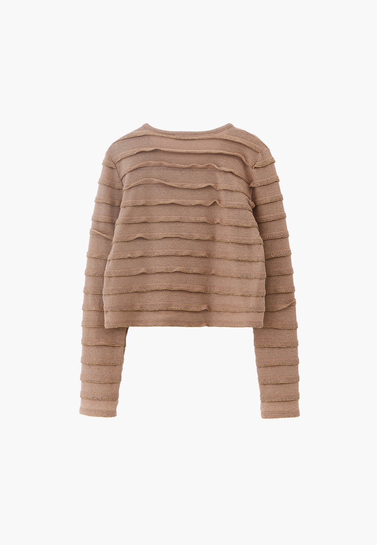 Shimmery Crew Neck Long Sleeve Cardigan - INCENSE