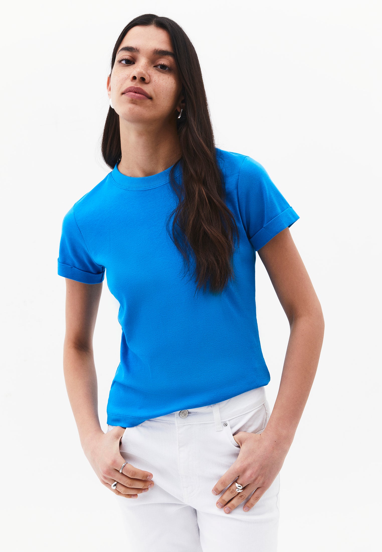 Crew Neck Short Sleeve T-Shirt - INDIGO BUNTING