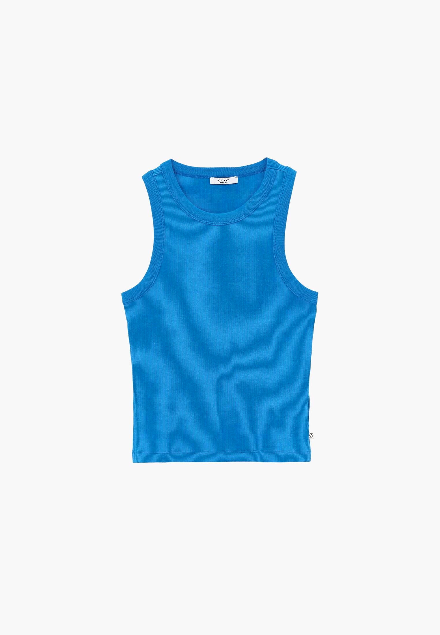Crew Neck Bodycon Tank Top - INDIGO BUNTING