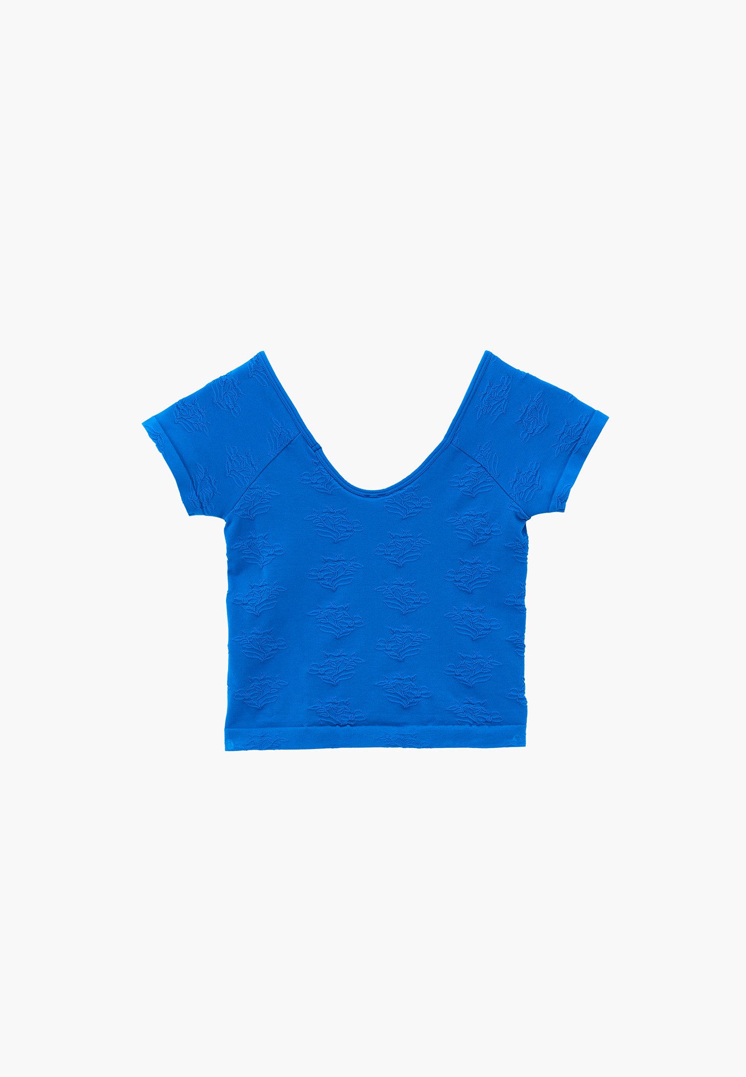 Wide Neck Short Sleeve Bodycon T-Shirt - INDIGO BUNTING