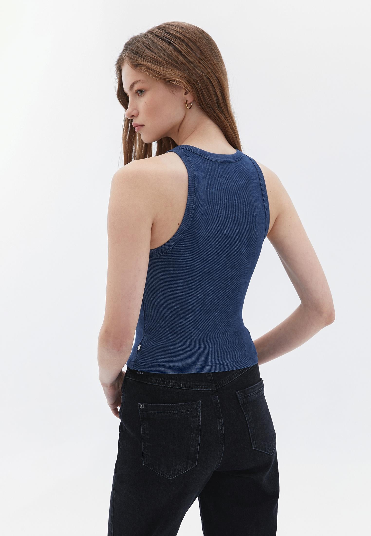 Halter Neck Bodycon Crop Top - INSIGNIA BLUE