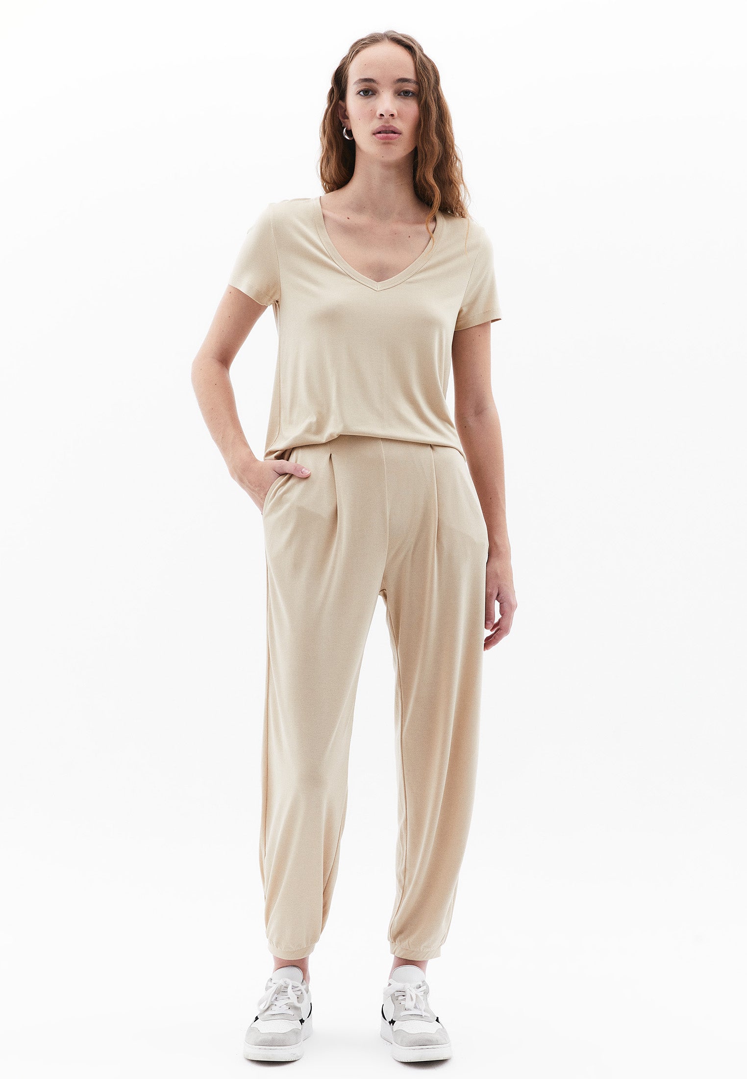High Waist Jogger Pants - IRISH CREAM