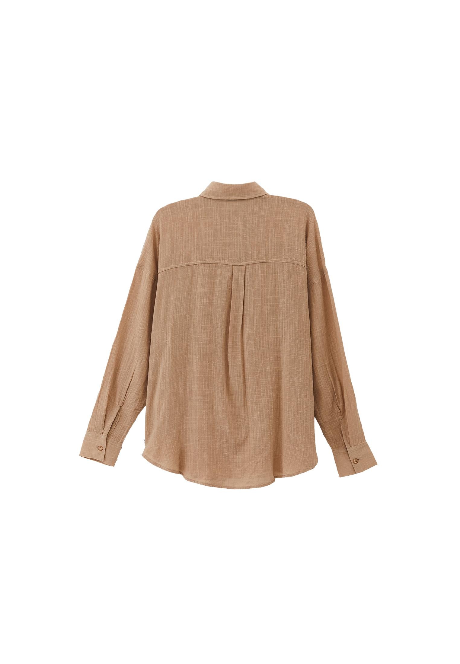 Oversize Long Sleeve Shirt With Pocket Detail - IRISH CREAM
