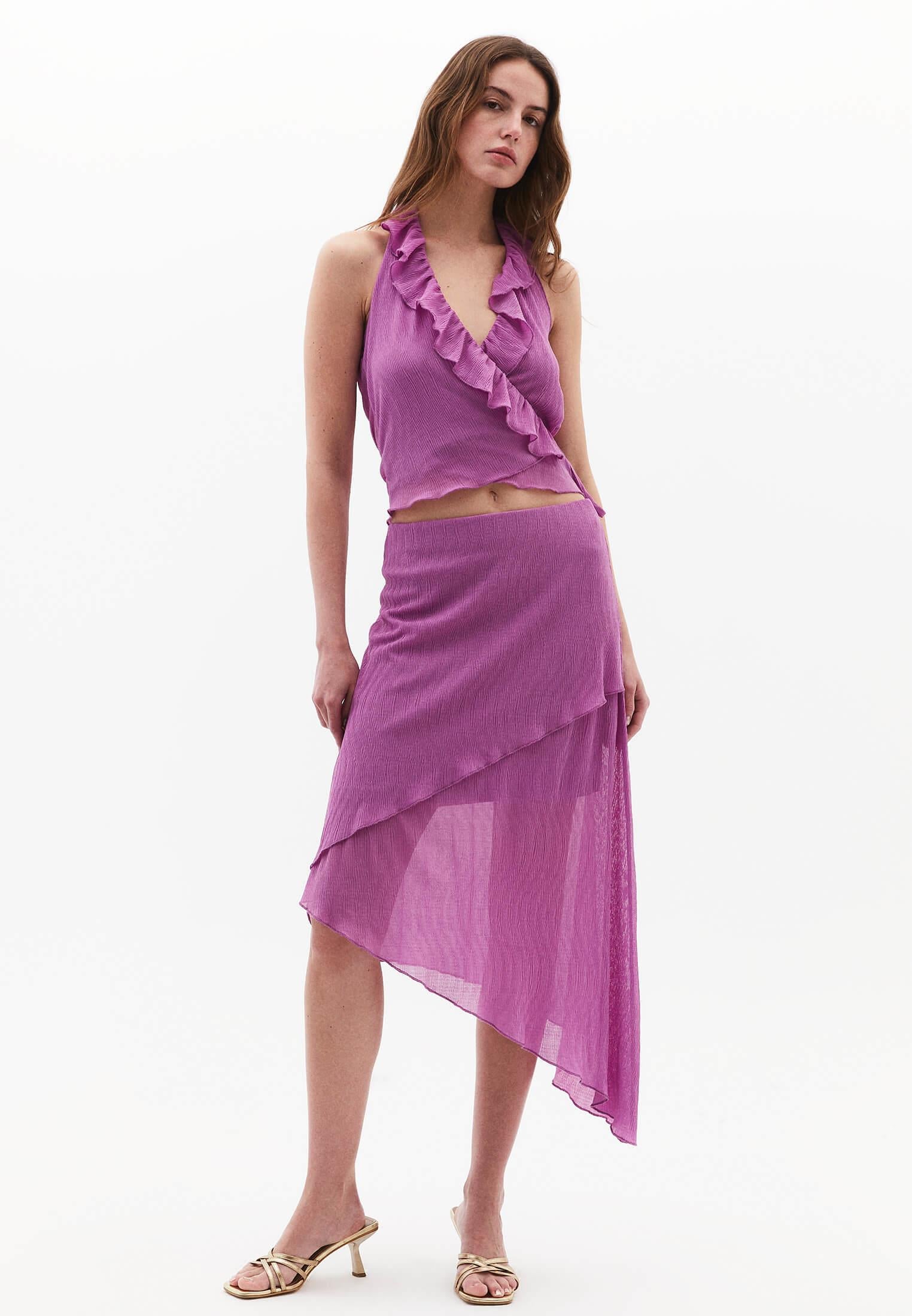 Wrap High Waist Maxi Skirt - IRIS ORCHID