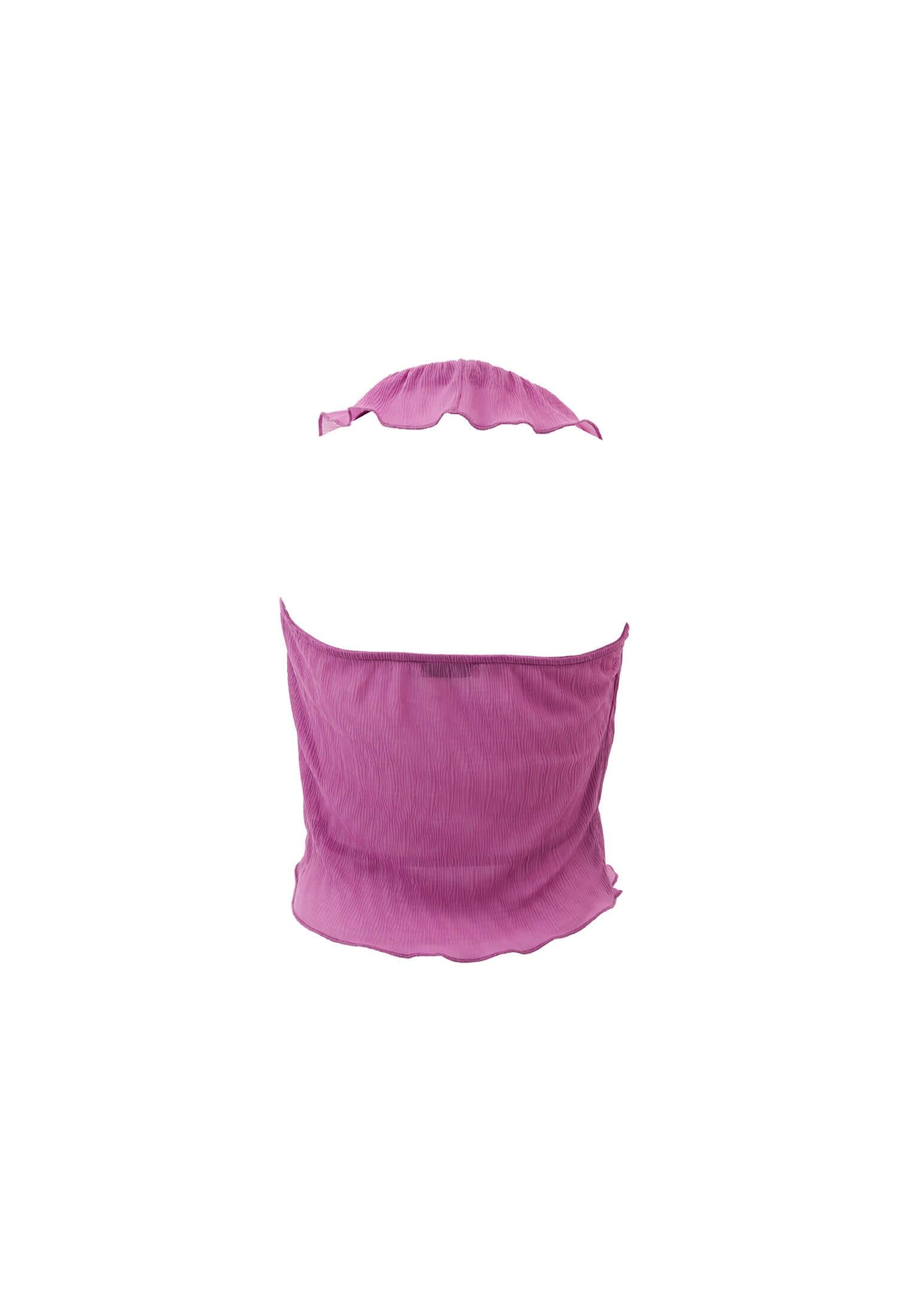 V Neck Sleeveless Ruffled Detailed Blouse - IRIS ORCHID