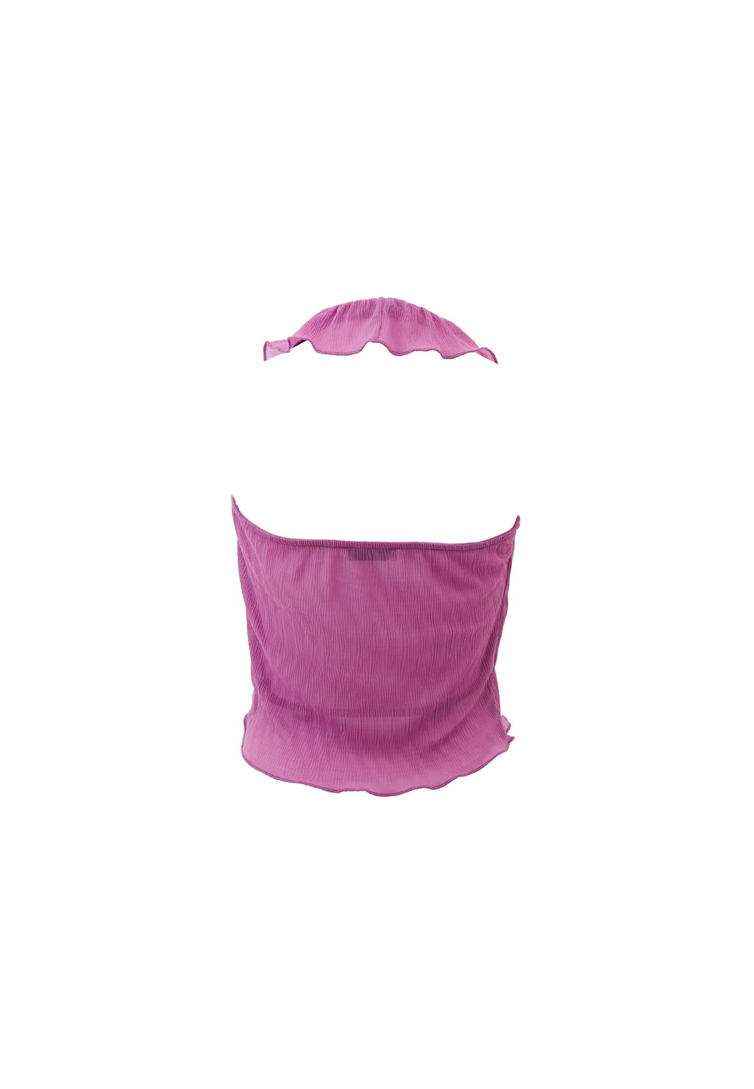 V Neck Sleeveless Ruffled Detailed Blouse - IRIS ORCHID