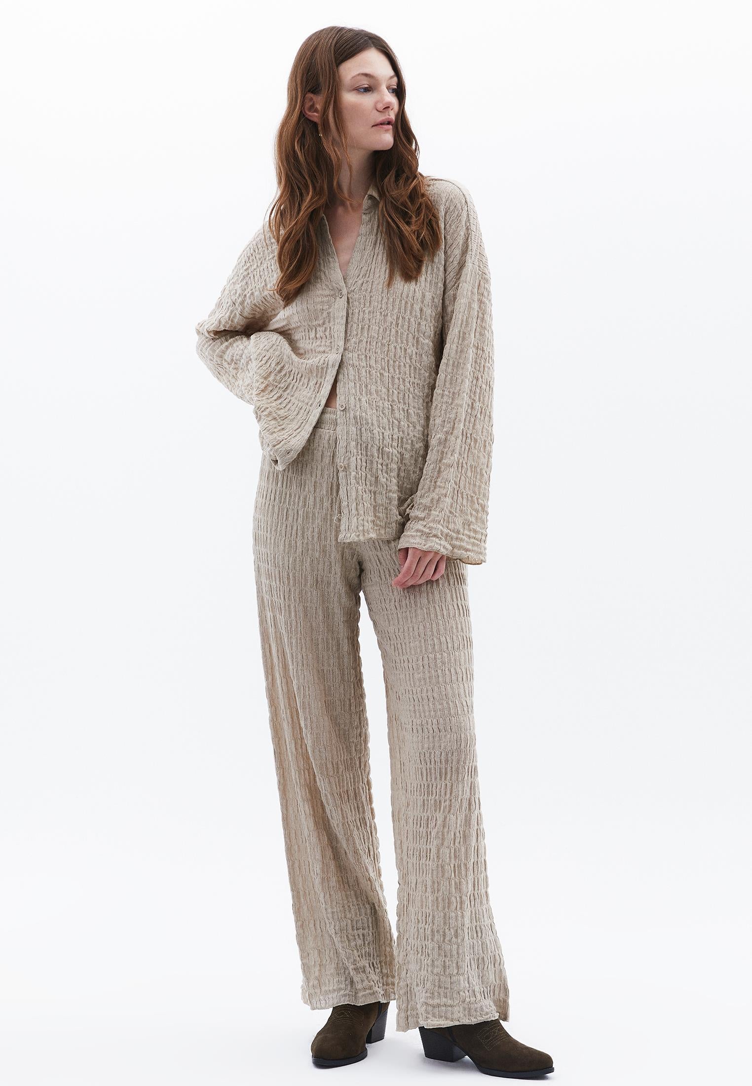 Wide Leg Cotton Pants - ISLAND FOSSIL