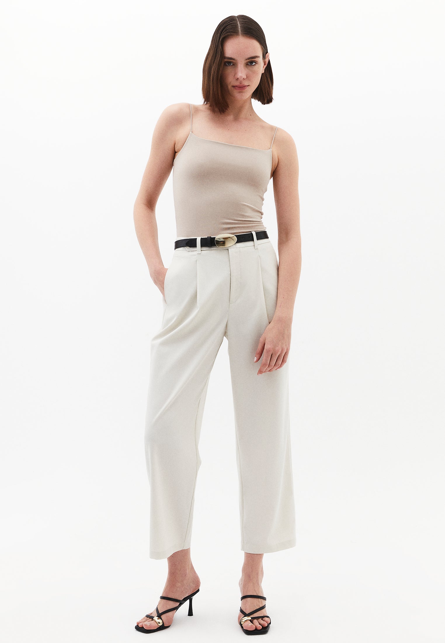 Wide Neck Strappy Tank Top - ISLAND FOSSIL