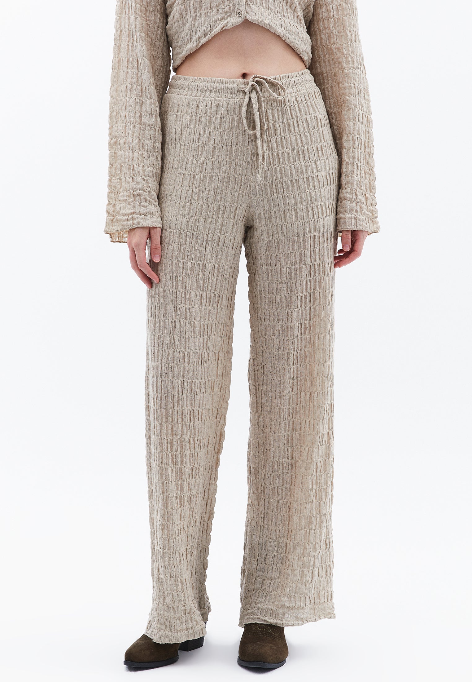 Wide Leg Cotton Pants - ISLAND FOSSIL