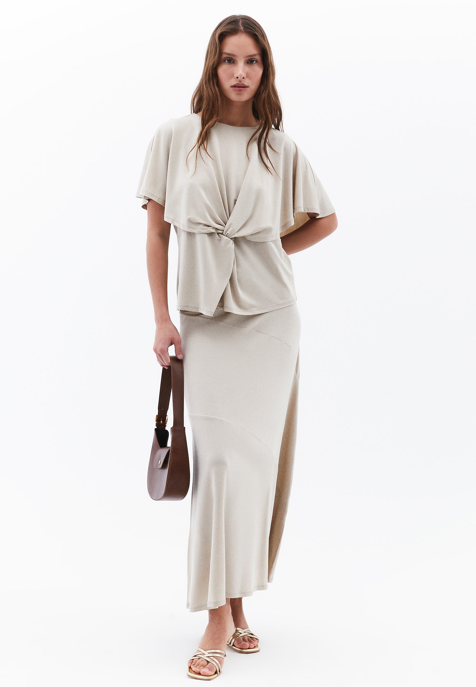Sleeveless Crew Neck Blouse - ISLAND FOSSIL