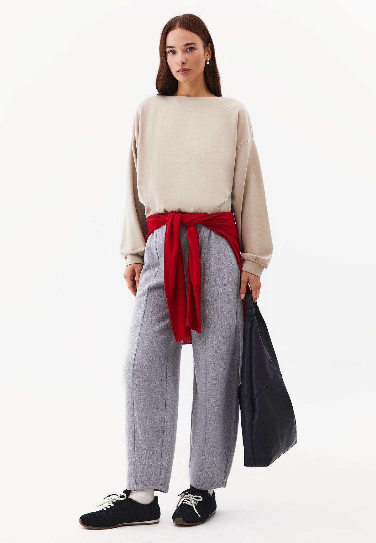 Oversize Balloon Form Sweatshirt - ISLAND FOSSIL