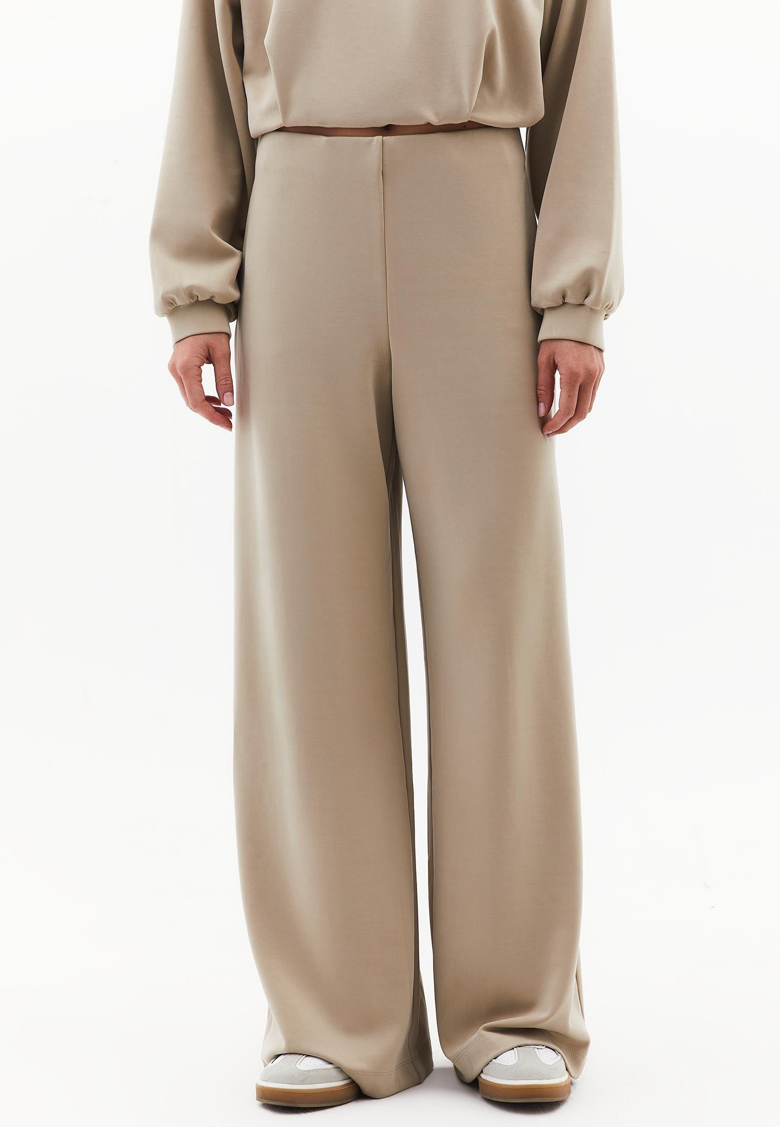 Wide Leg Pants With Modal Content - ISLAND FOSSIL