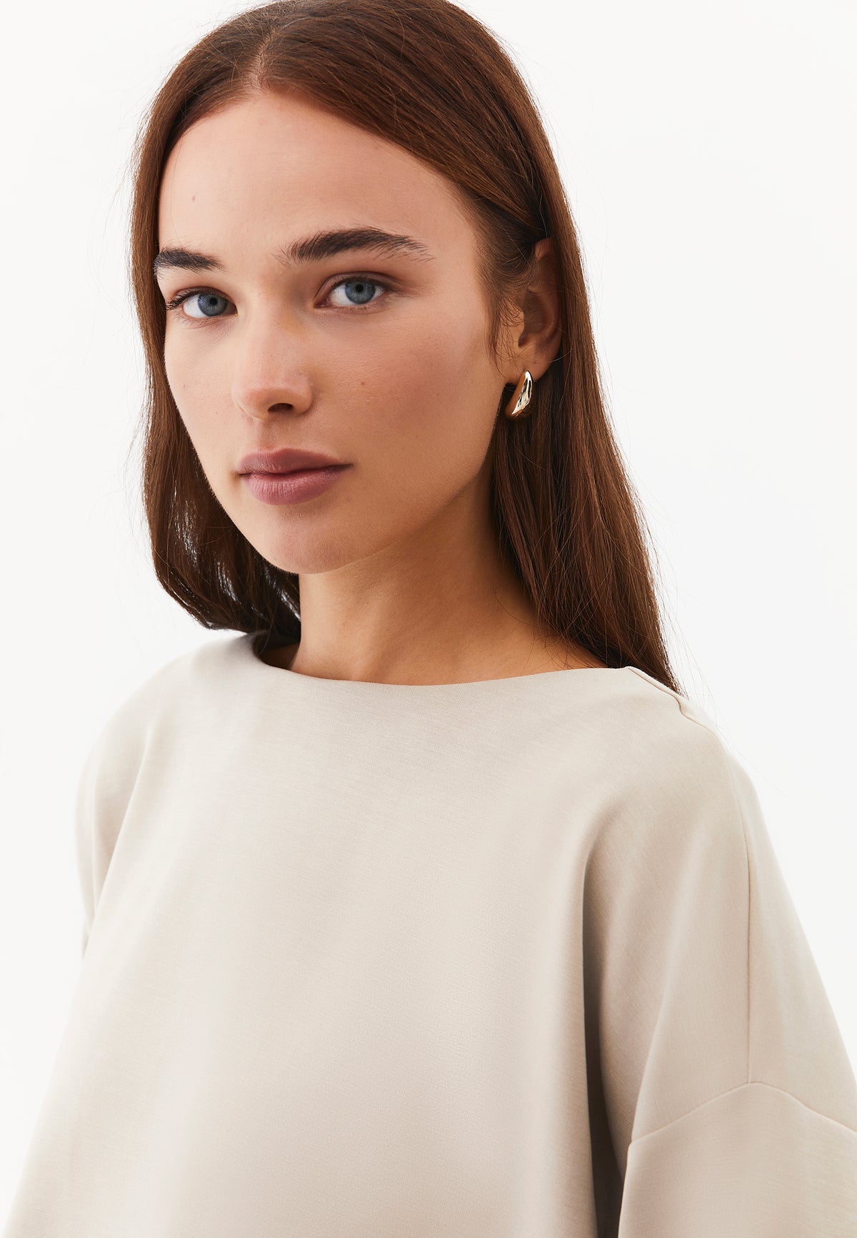 Oversize Balloon Form Sweatshirt - ISLAND FOSSIL