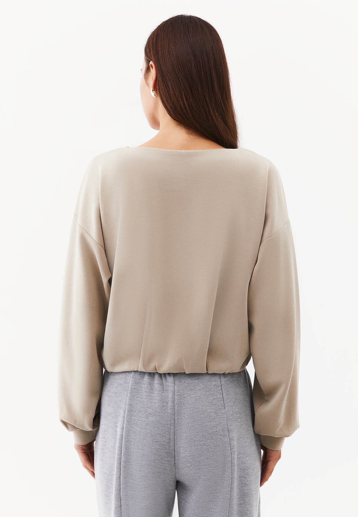 Oversize Balloon Form Sweatshirt - ISLAND FOSSIL