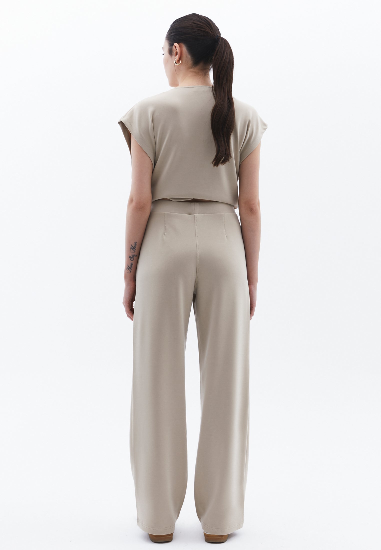 High Waist Straight Leg Pants - ISLAND FOSSIL