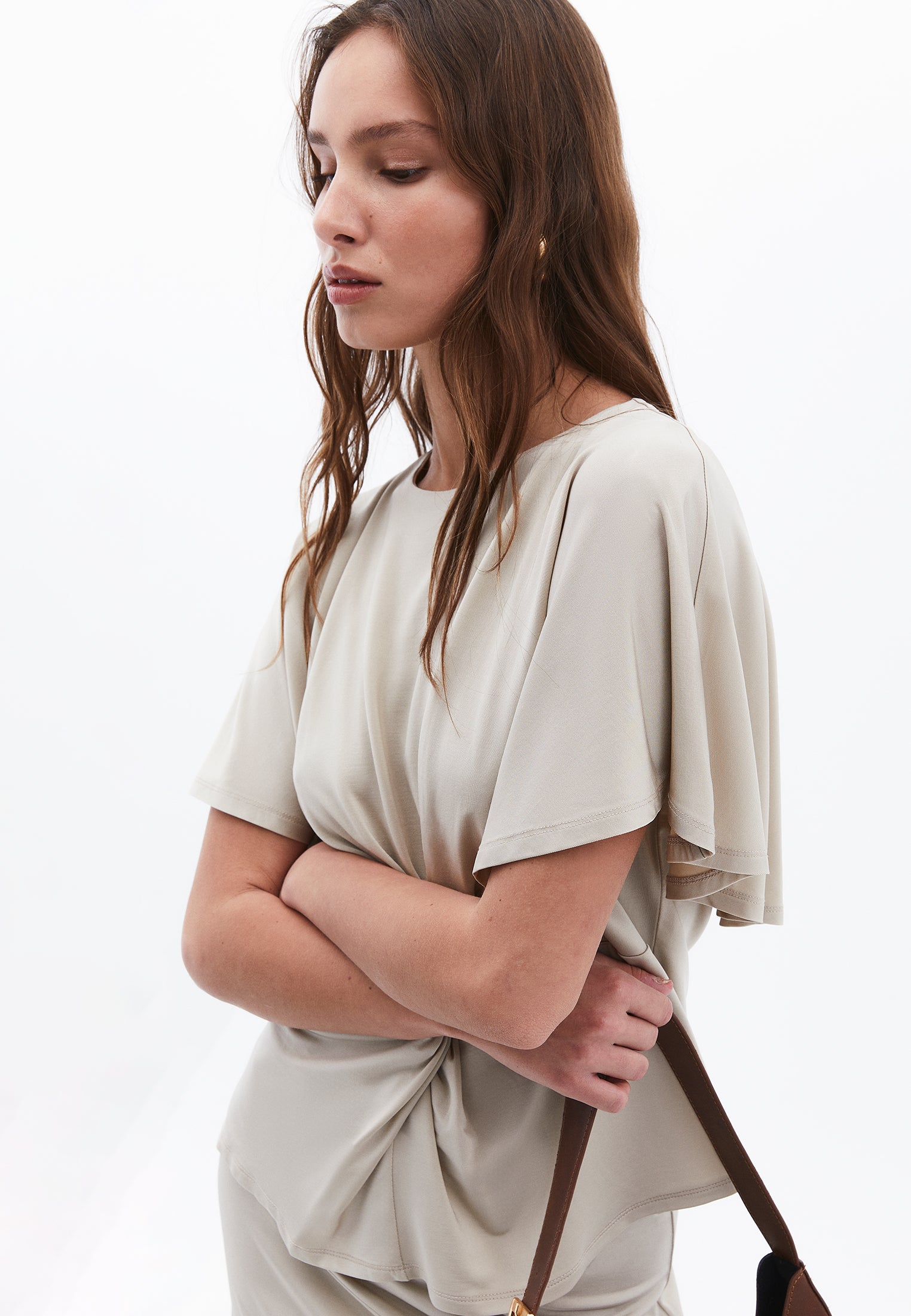 Sleeveless Crew Neck Blouse - ISLAND FOSSIL