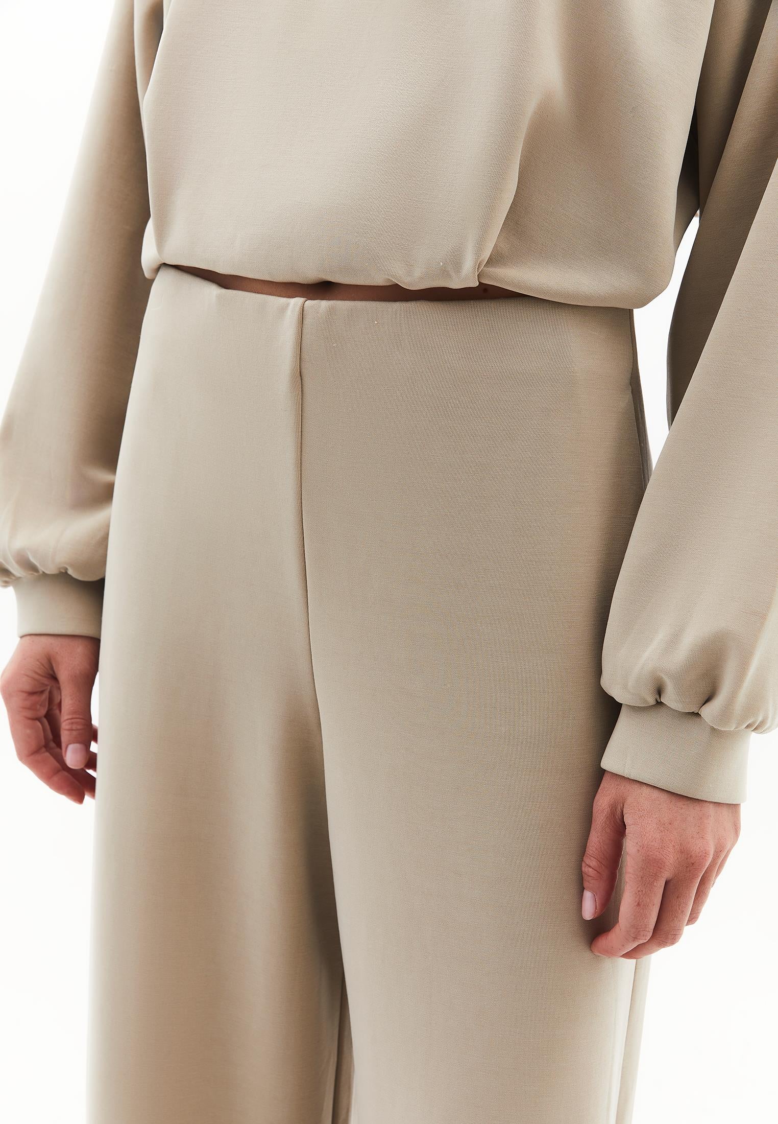 Wide Leg Pants With Modal Content - ISLAND FOSSIL