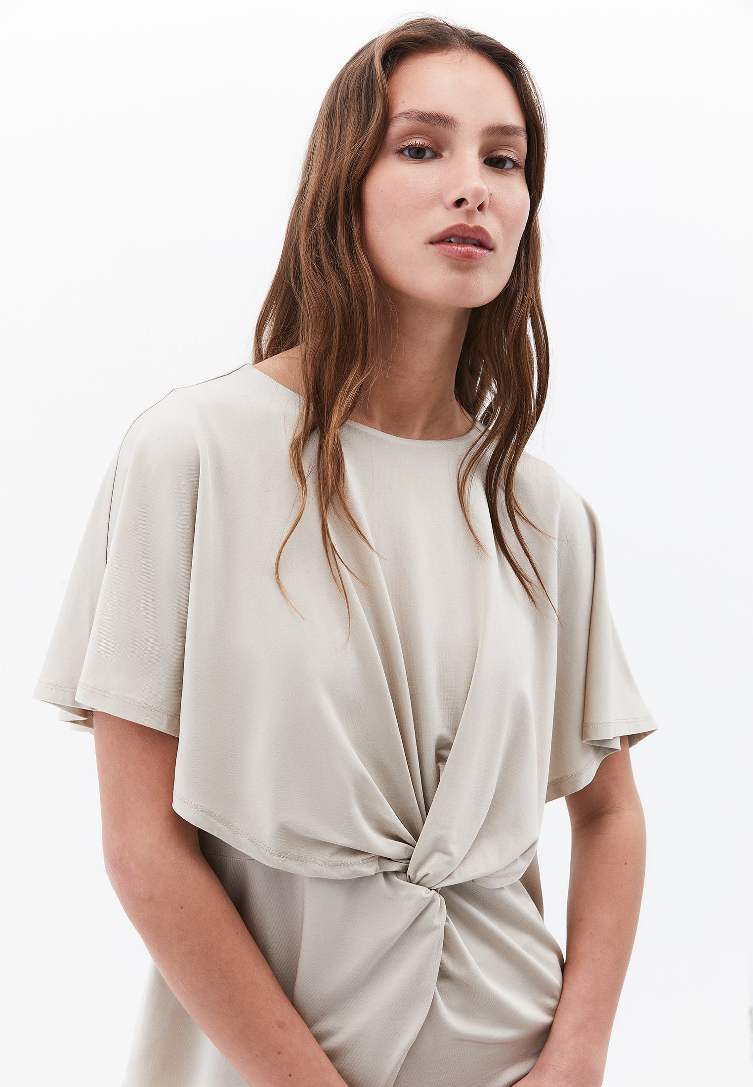 Sleeveless Crew Neck Blouse - ISLAND FOSSIL