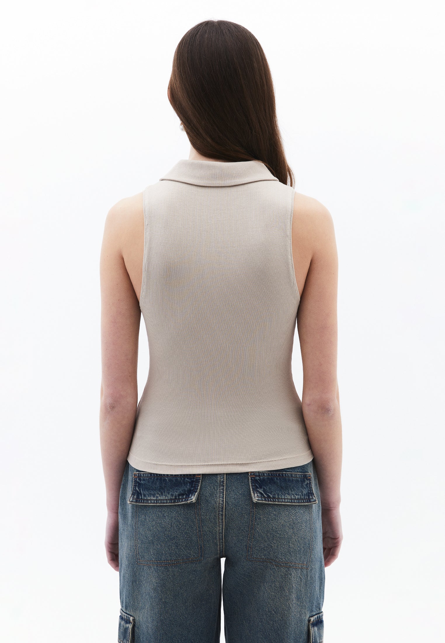 Polo Neck Tank Top - ISLAND FOSSIL
