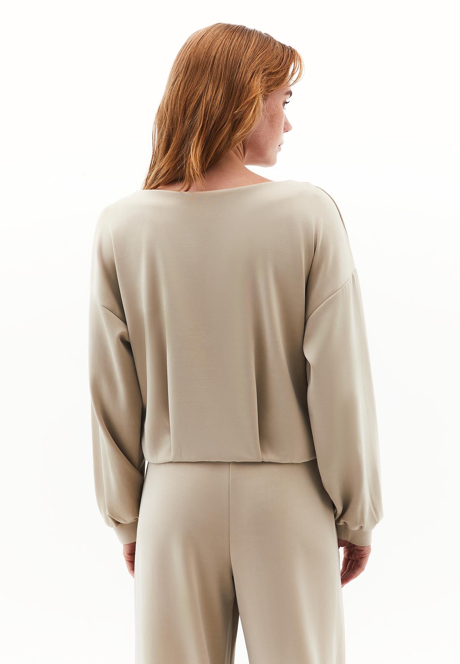 V Neck Modal Sweatshirt - ISLAND FOSSIL