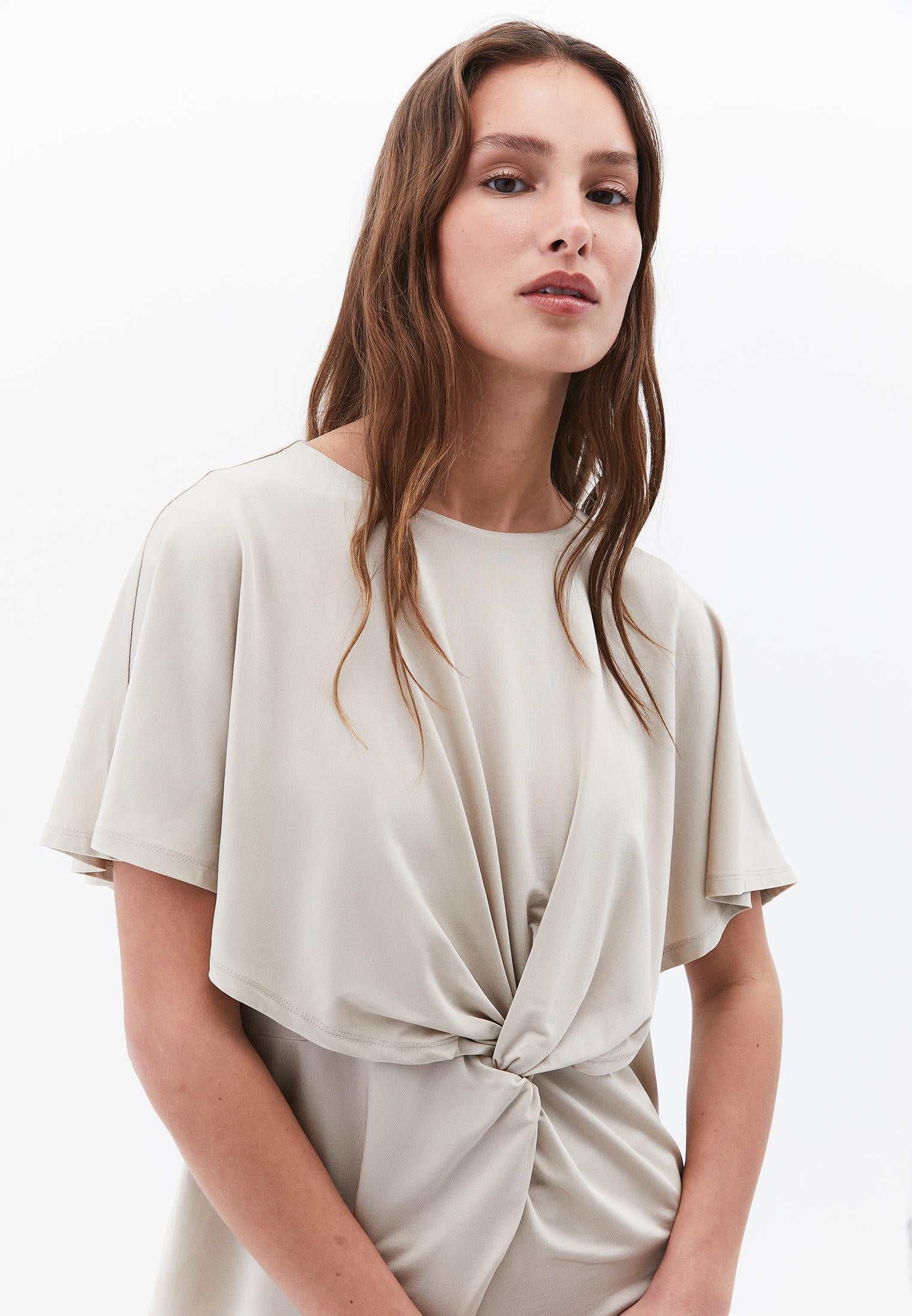 Sleeveless Crew Neck Blouse - ISLAND FOSSIL