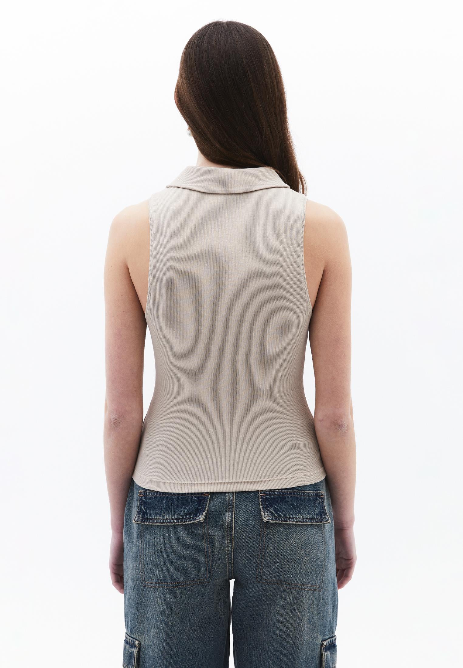 Polo Neck Tank Top - ISLAND FOSSIL