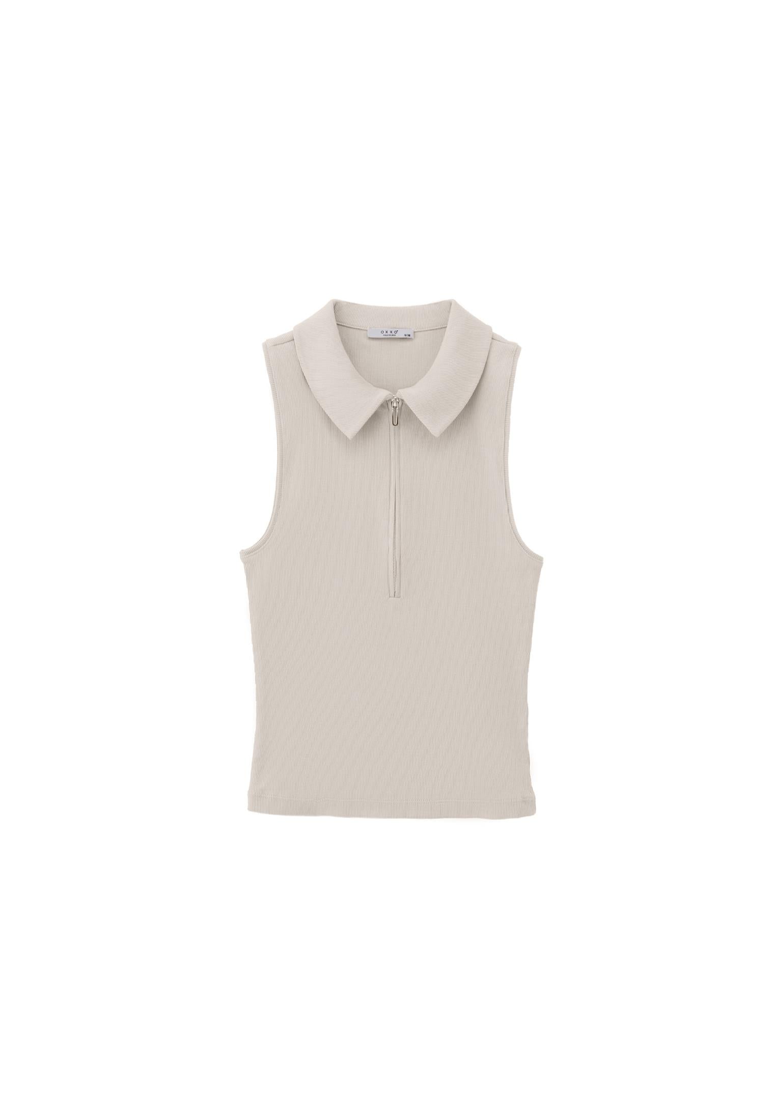 Polo Neck Tank Top - ISLAND FOSSIL