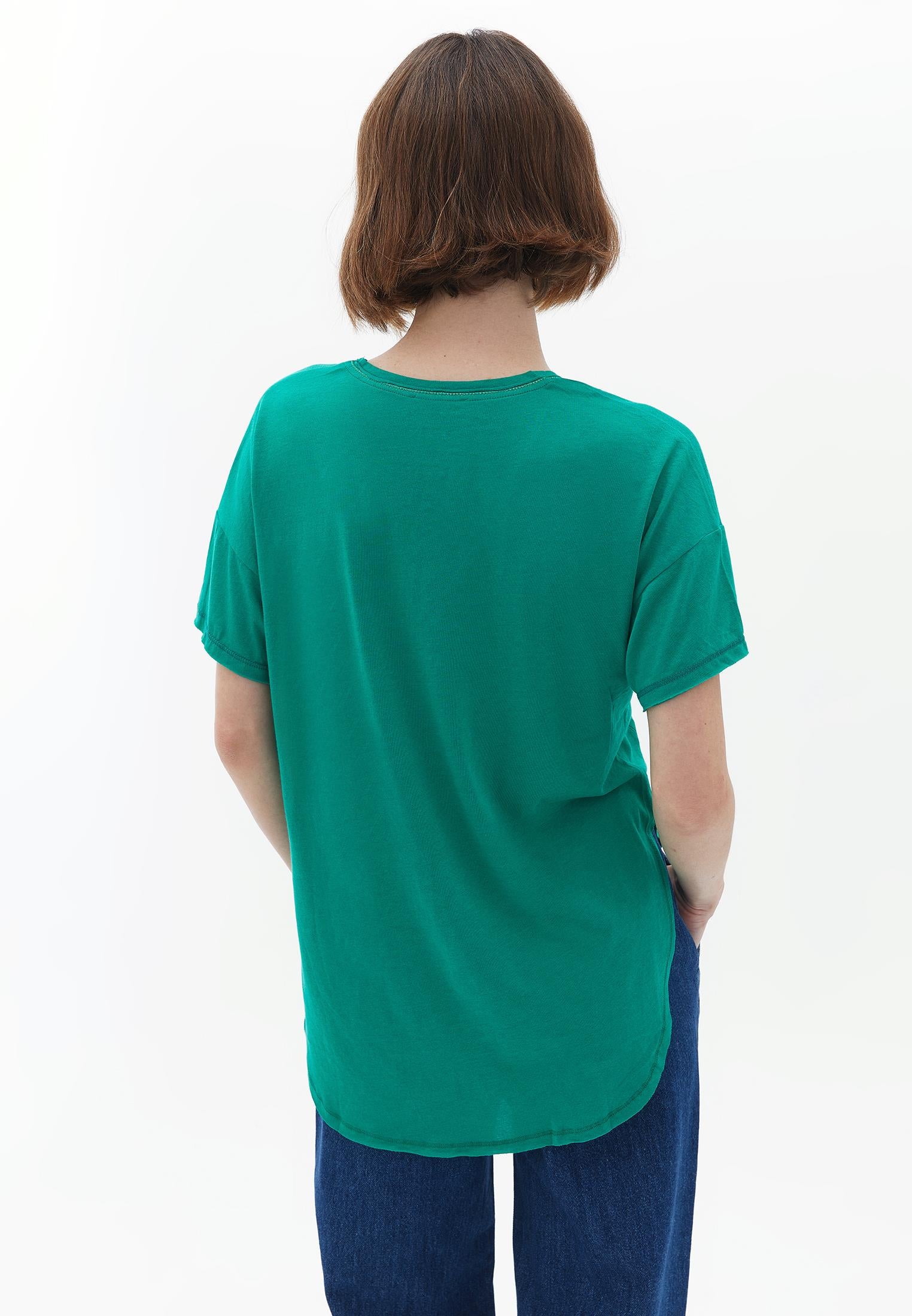 V Neck Short Sleeve T-Shirt - JELLY BEAN
