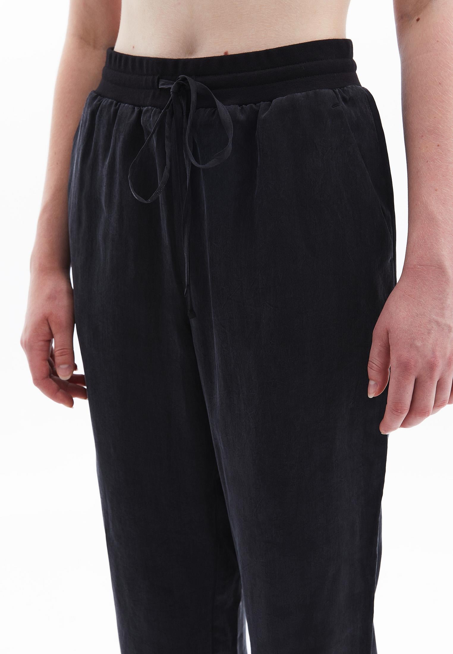 High Waist Straight Leg Pants - JET BLACK