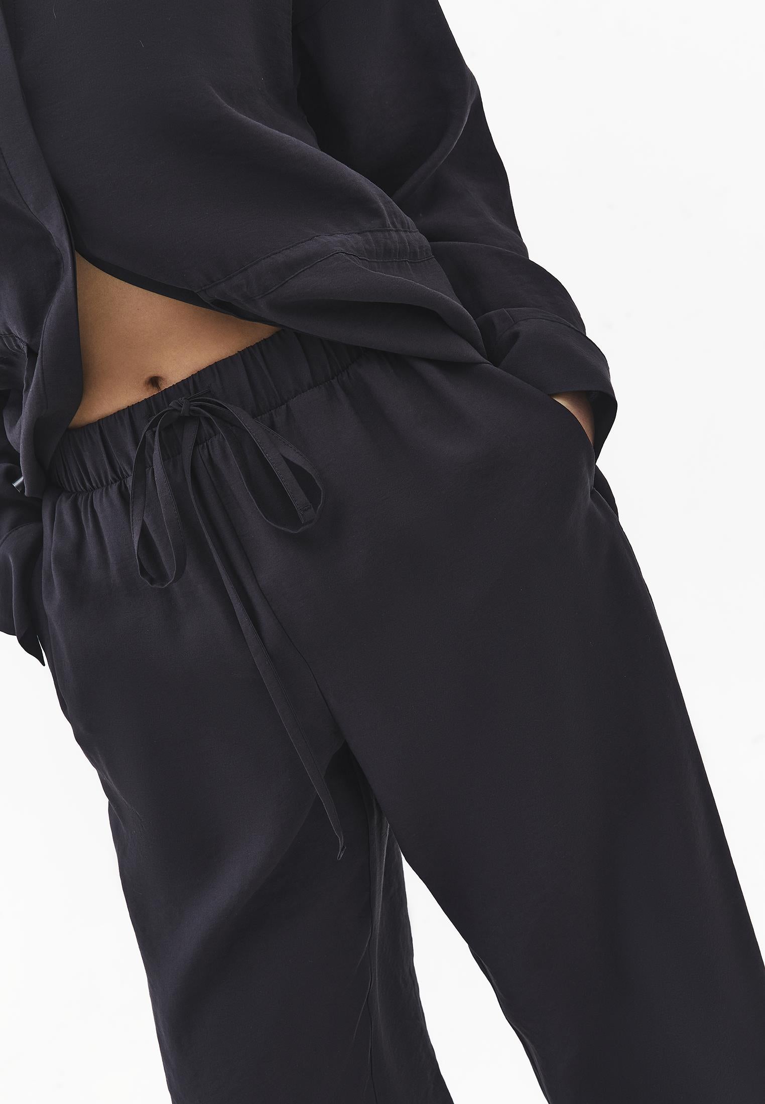 High Waist Straight Pants - JET BLACK