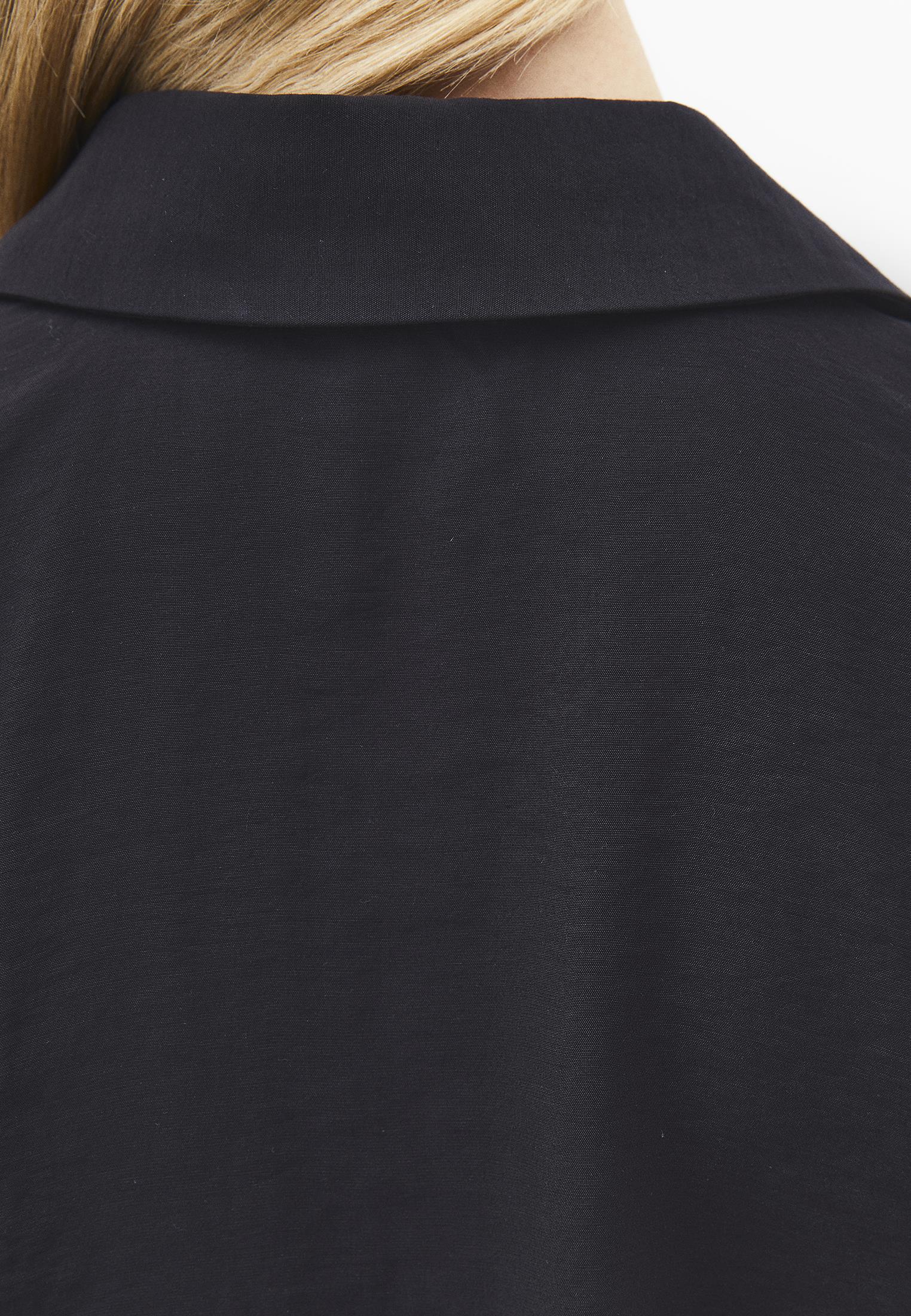 Oversize Shirt Collar Long Tunic - JET BLACK