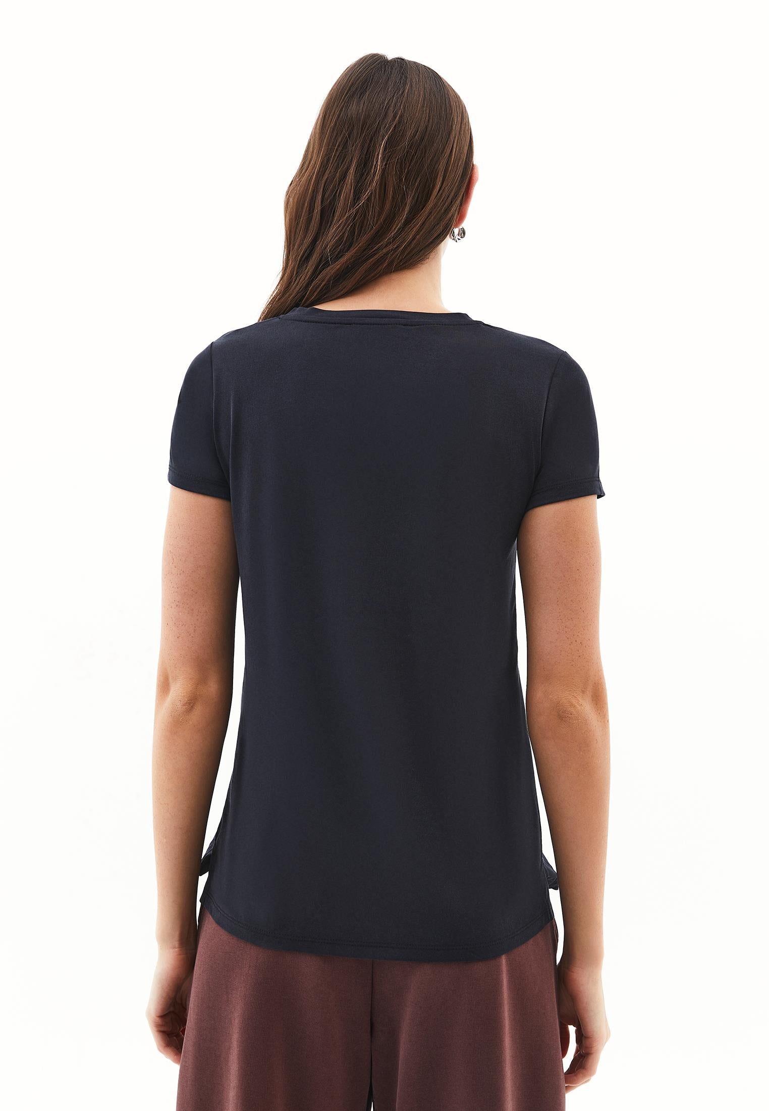 V Neck Slim Fit Short Sleeve T-Shirt - JET BLACK