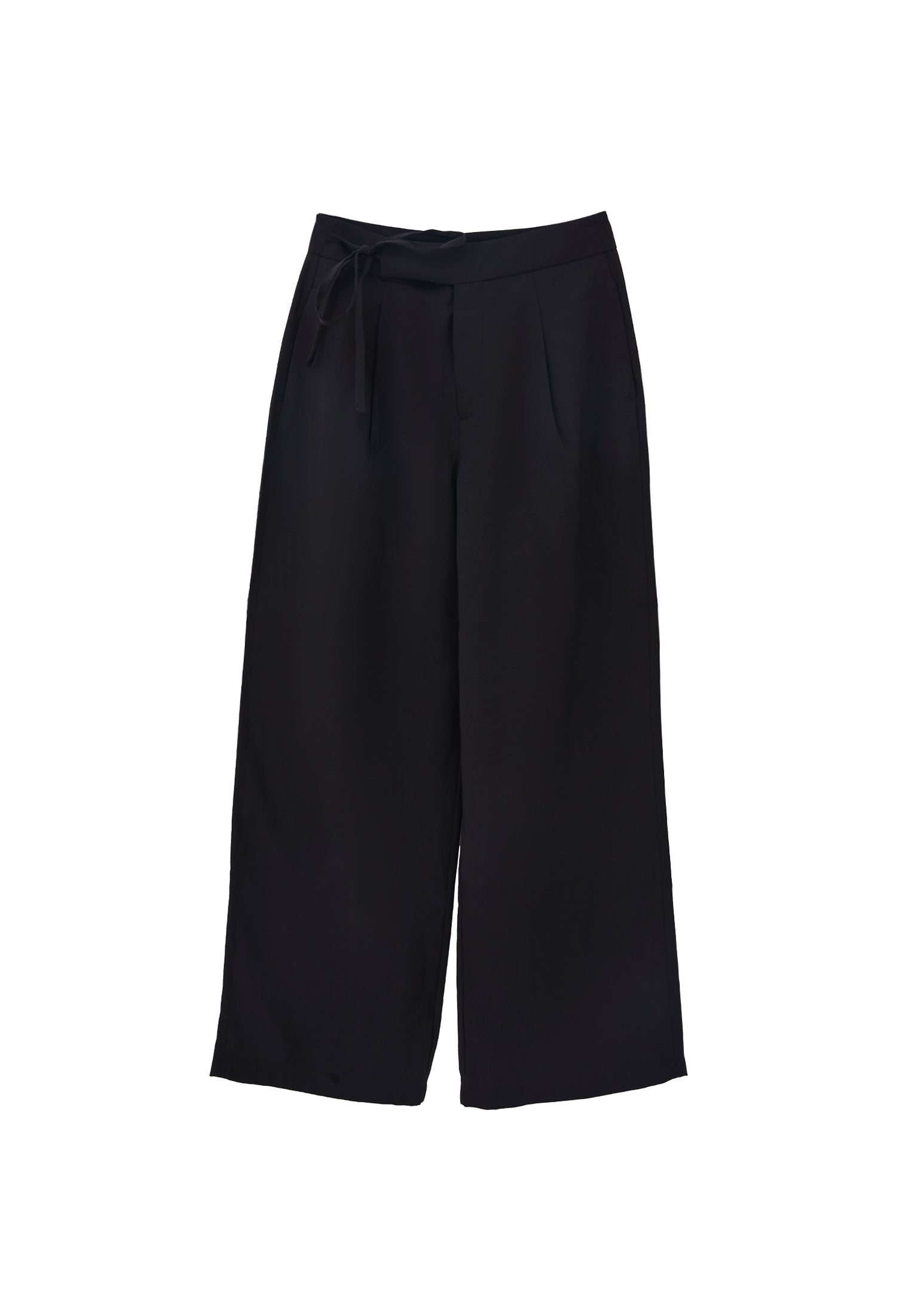 Ultra High Waist Belted Straight Leg Pants - JET BLACK