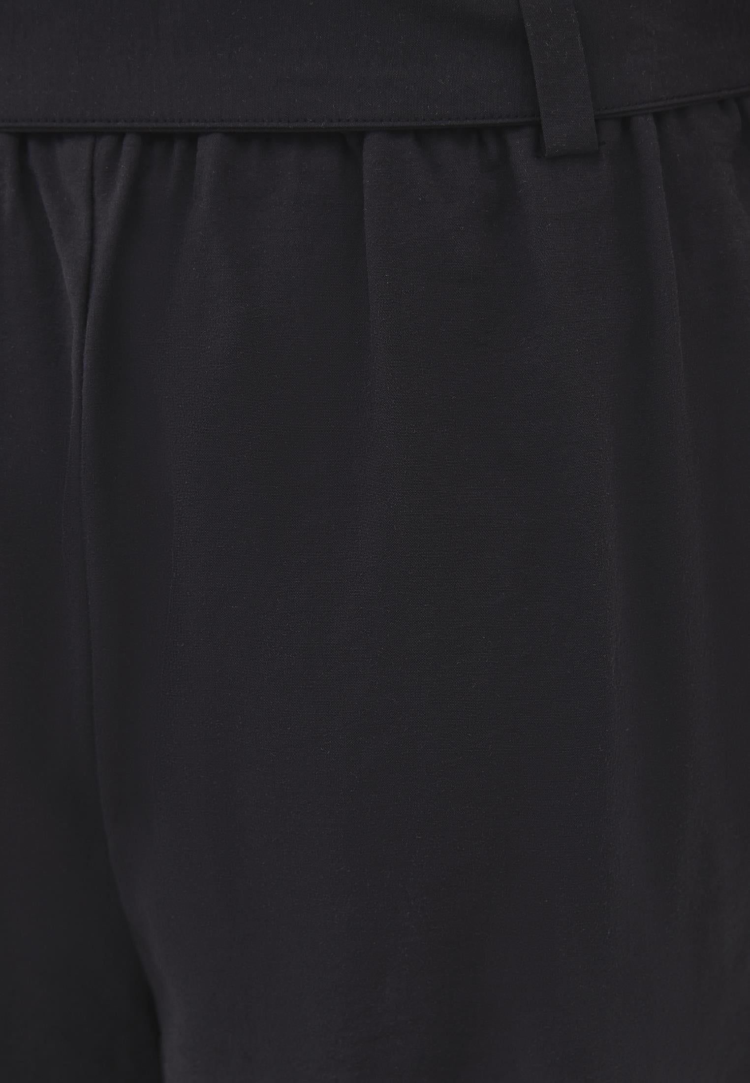 High Waist Barrel Leg Trousers with Belt Detail - JET BLACK