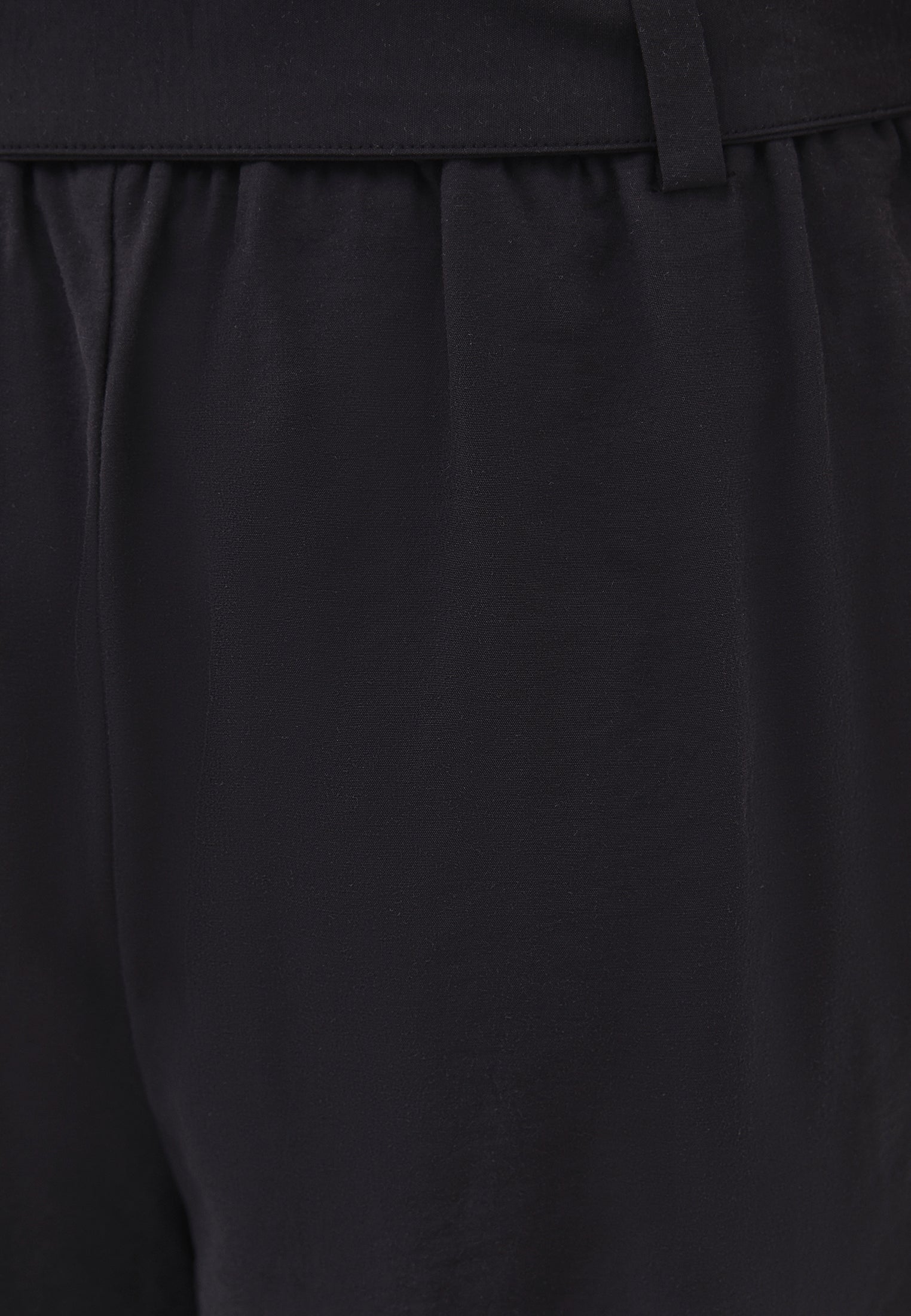 High Waist Barrel Leg Trousers with Belt Detail - JET BLACK
