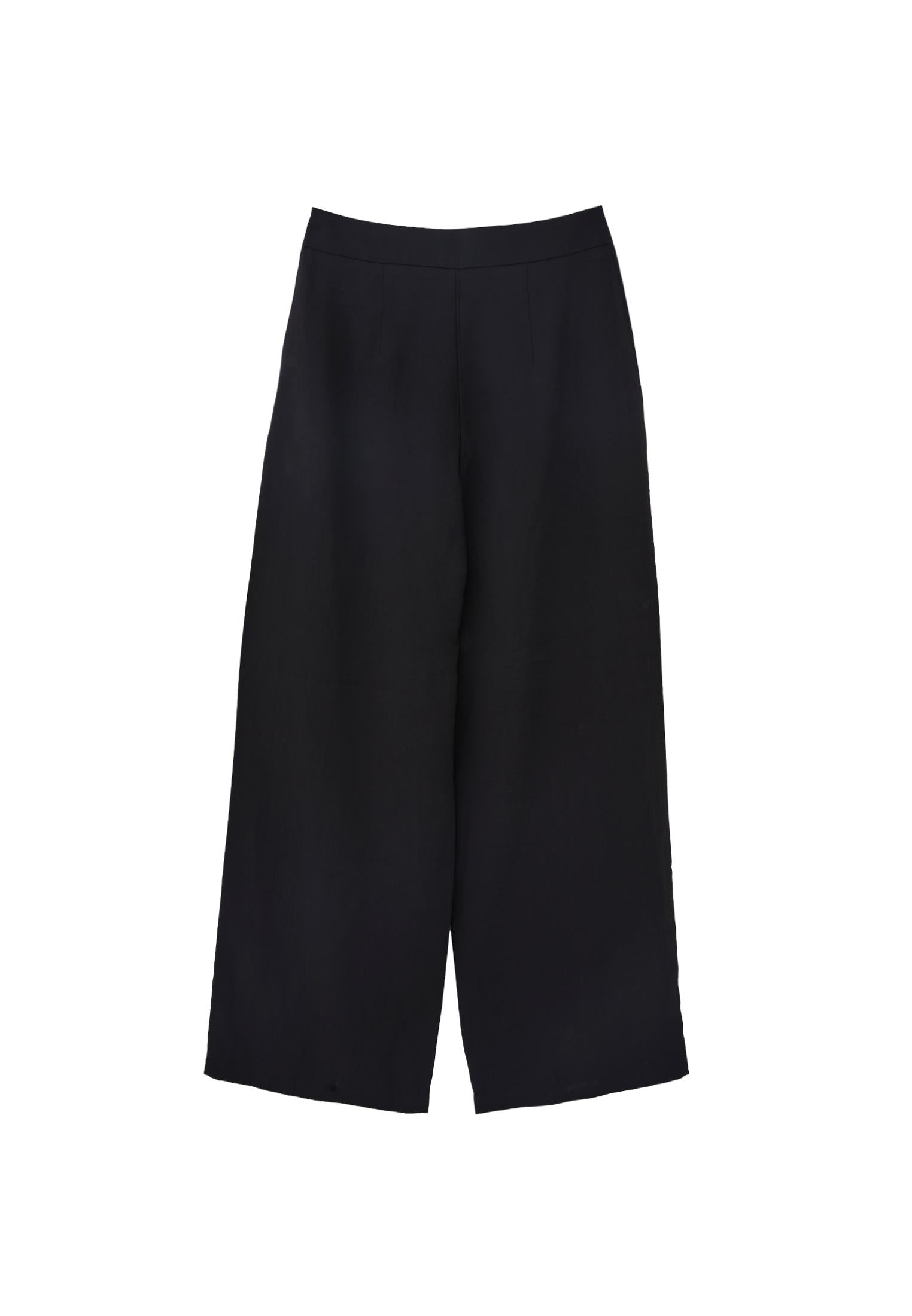 Ultra High Waist Belted Straight Leg Pants - JET BLACK