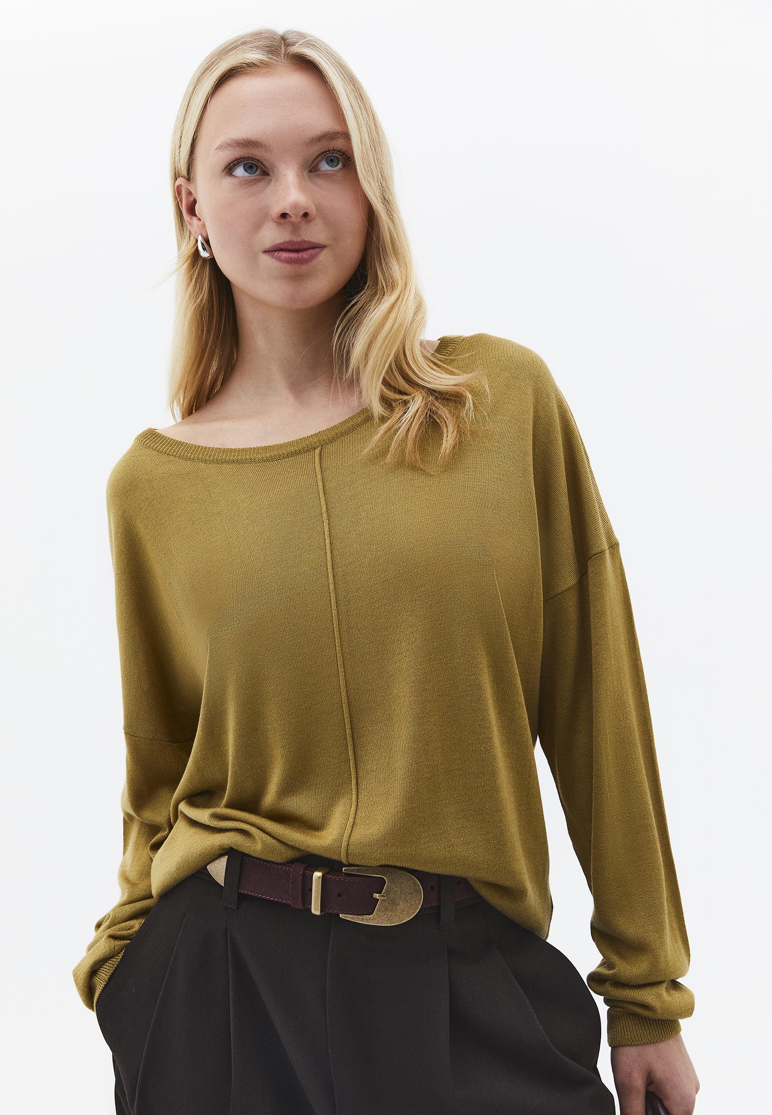 Viscose Boat Neck Sweater - KHAKI