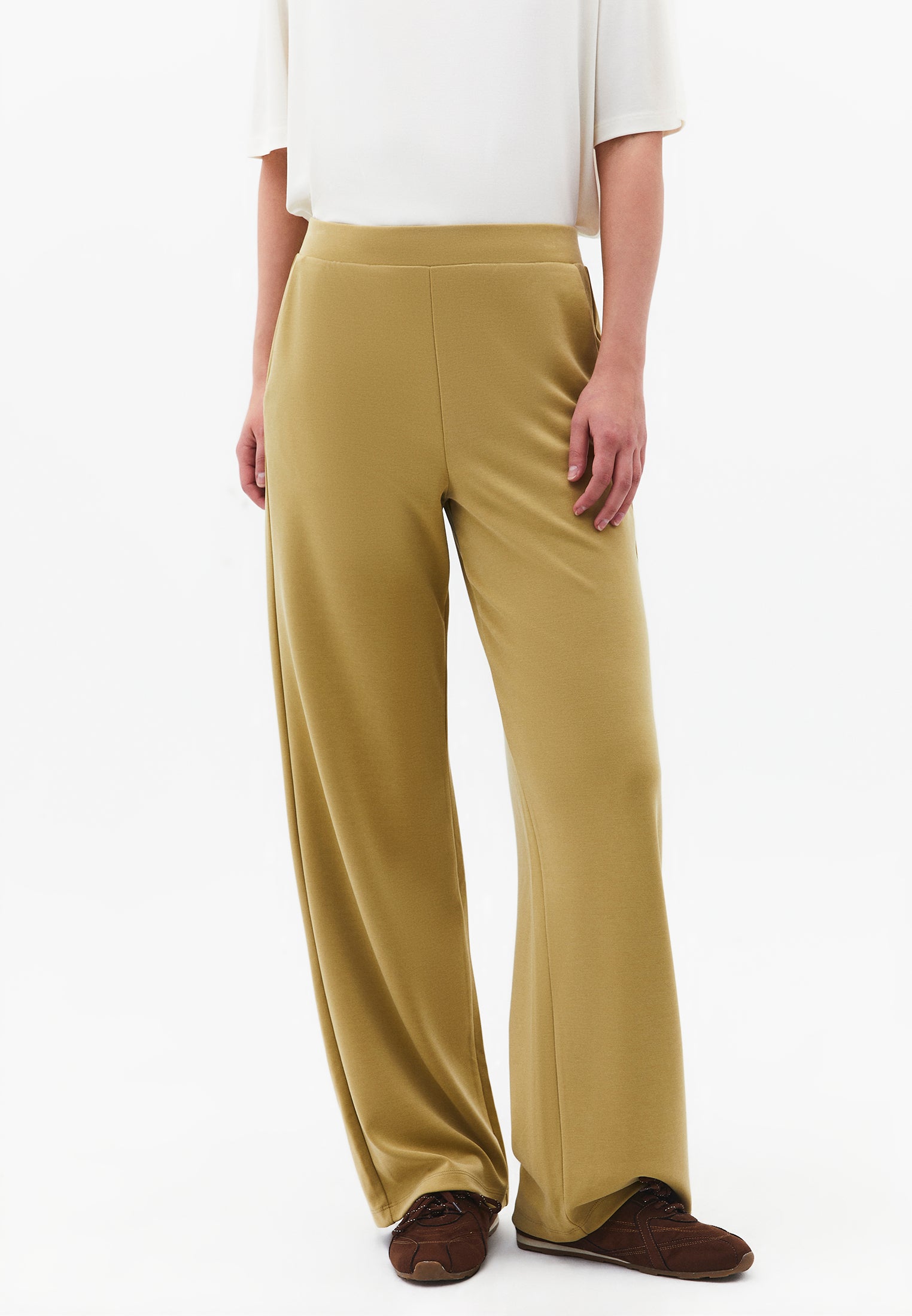 Straight Leg High Waist Sweatpant - KHAKI