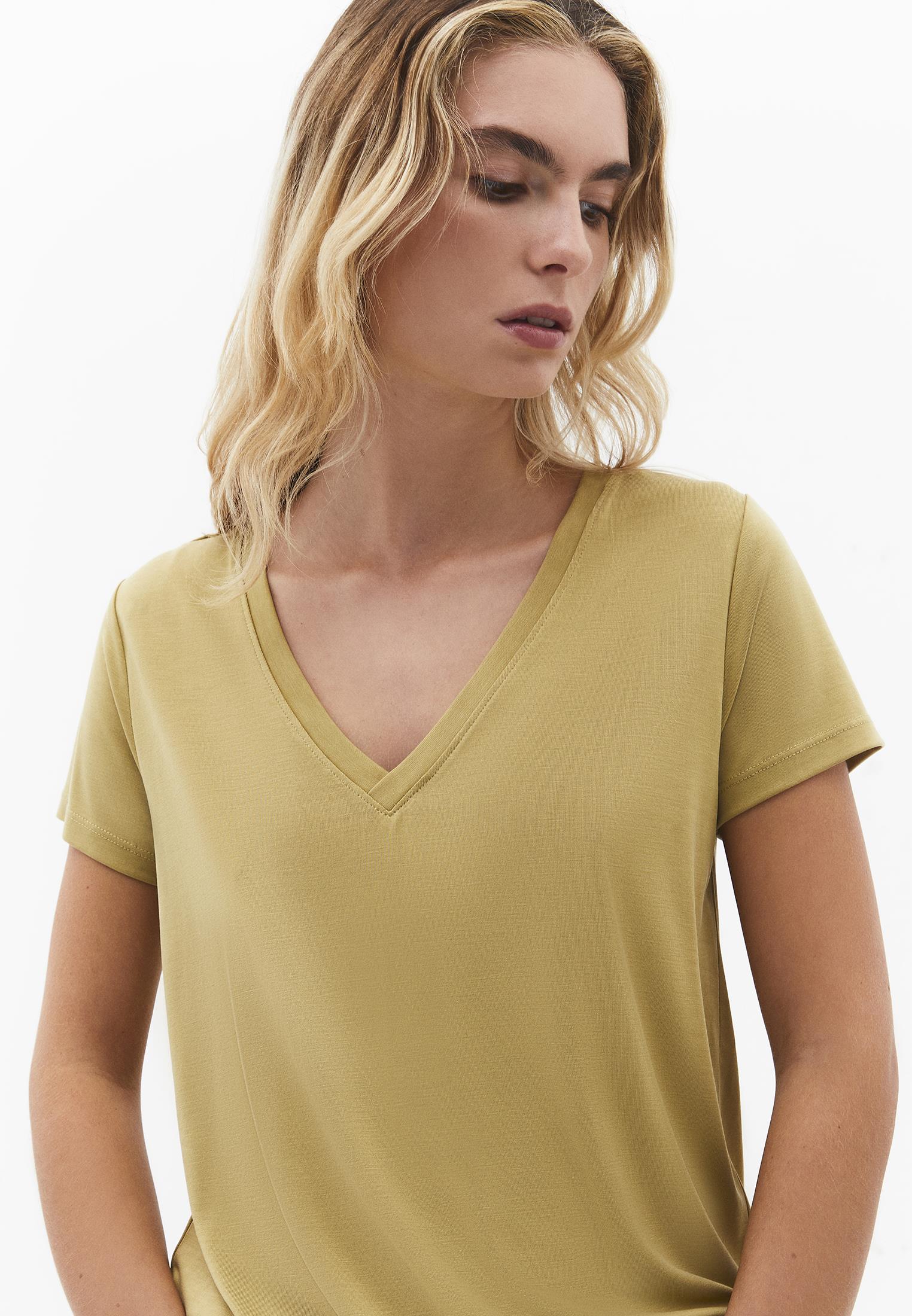 V Neck T-Shirt - KHAKI