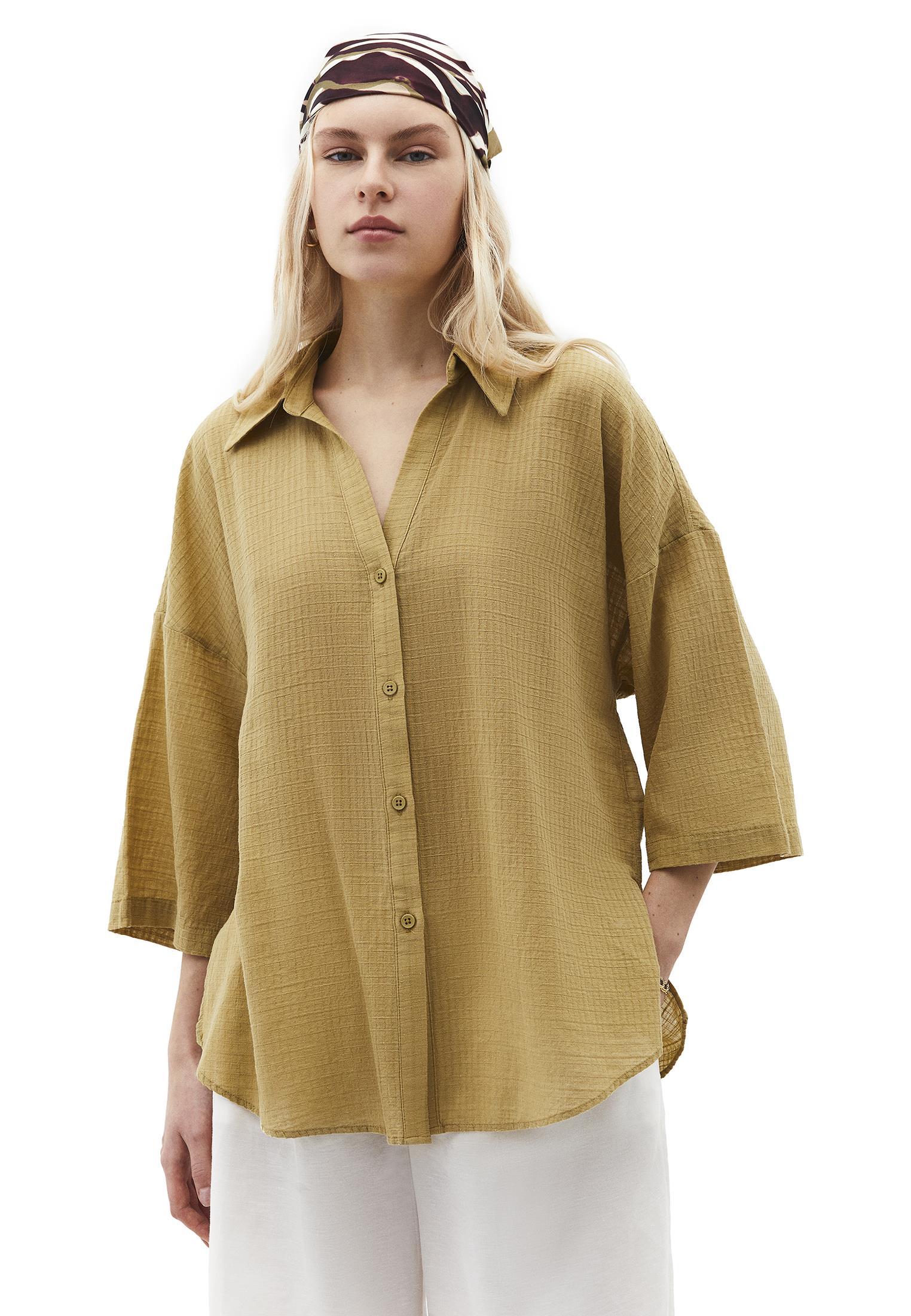 Button Detailed Oversize Shirt - KHAKI