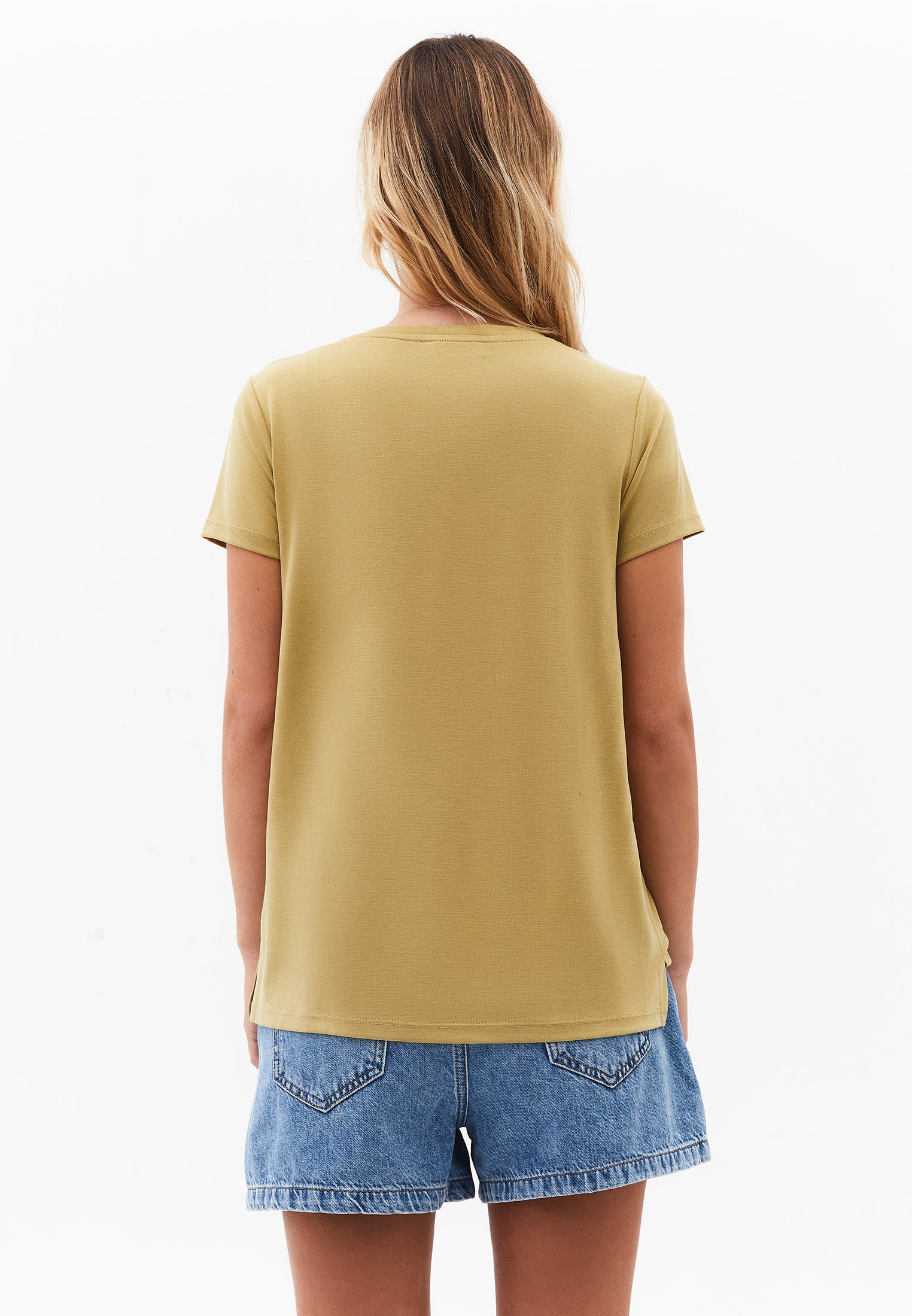 V Neck T-Shirt - KHAKI