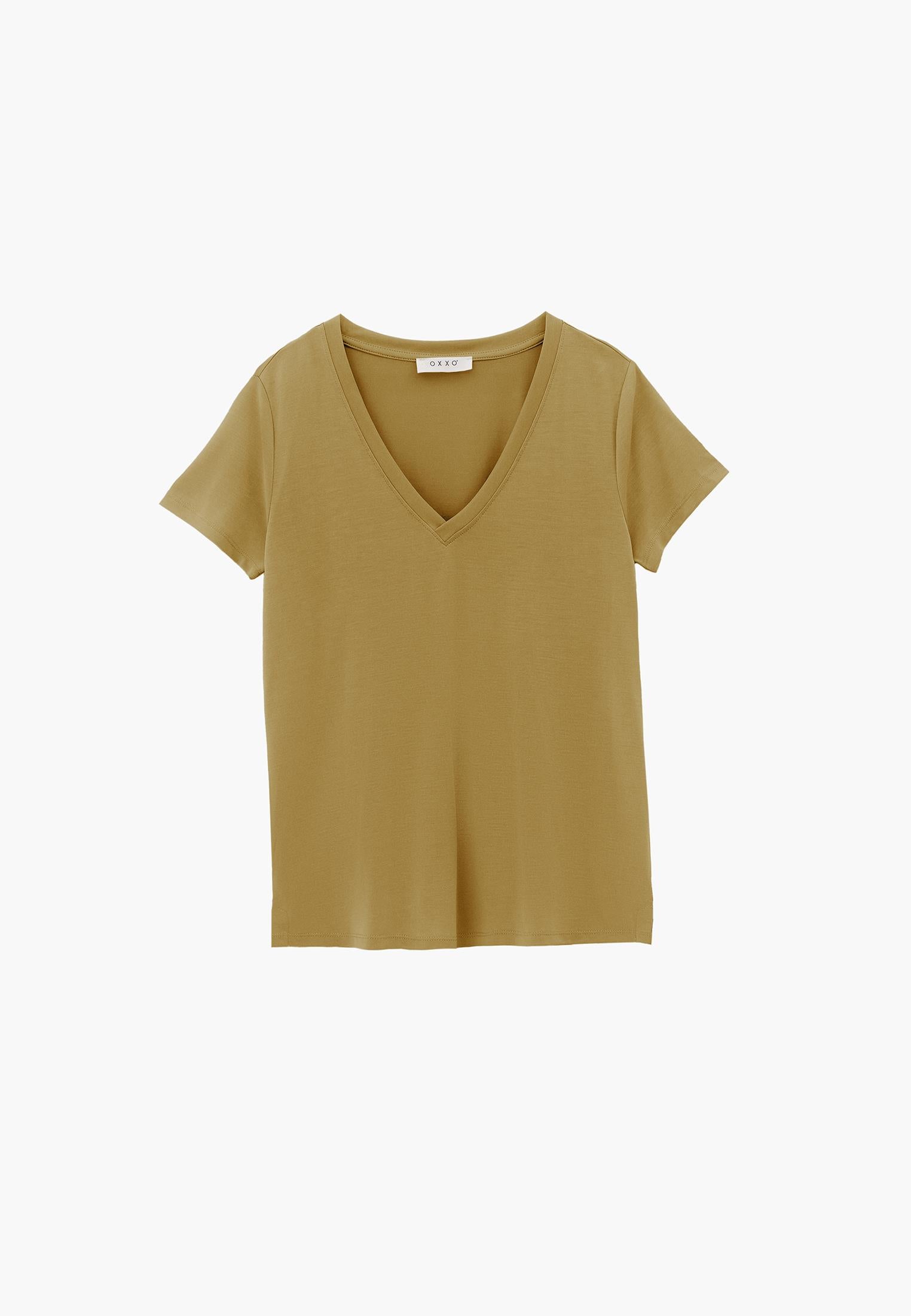 V Neck T-Shirt - KHAKI