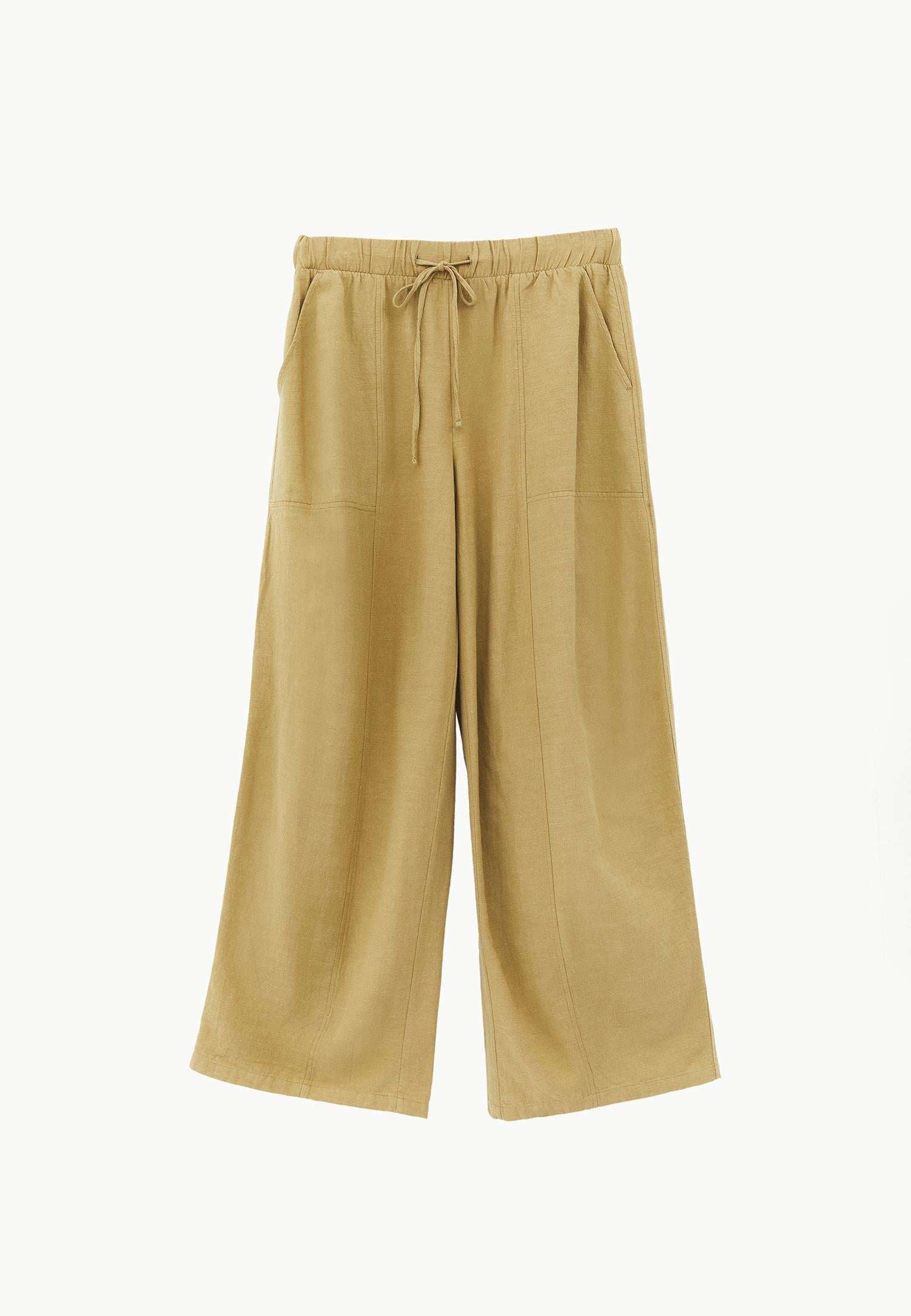 High Waist Barrel Leg Trousers - KHAKI