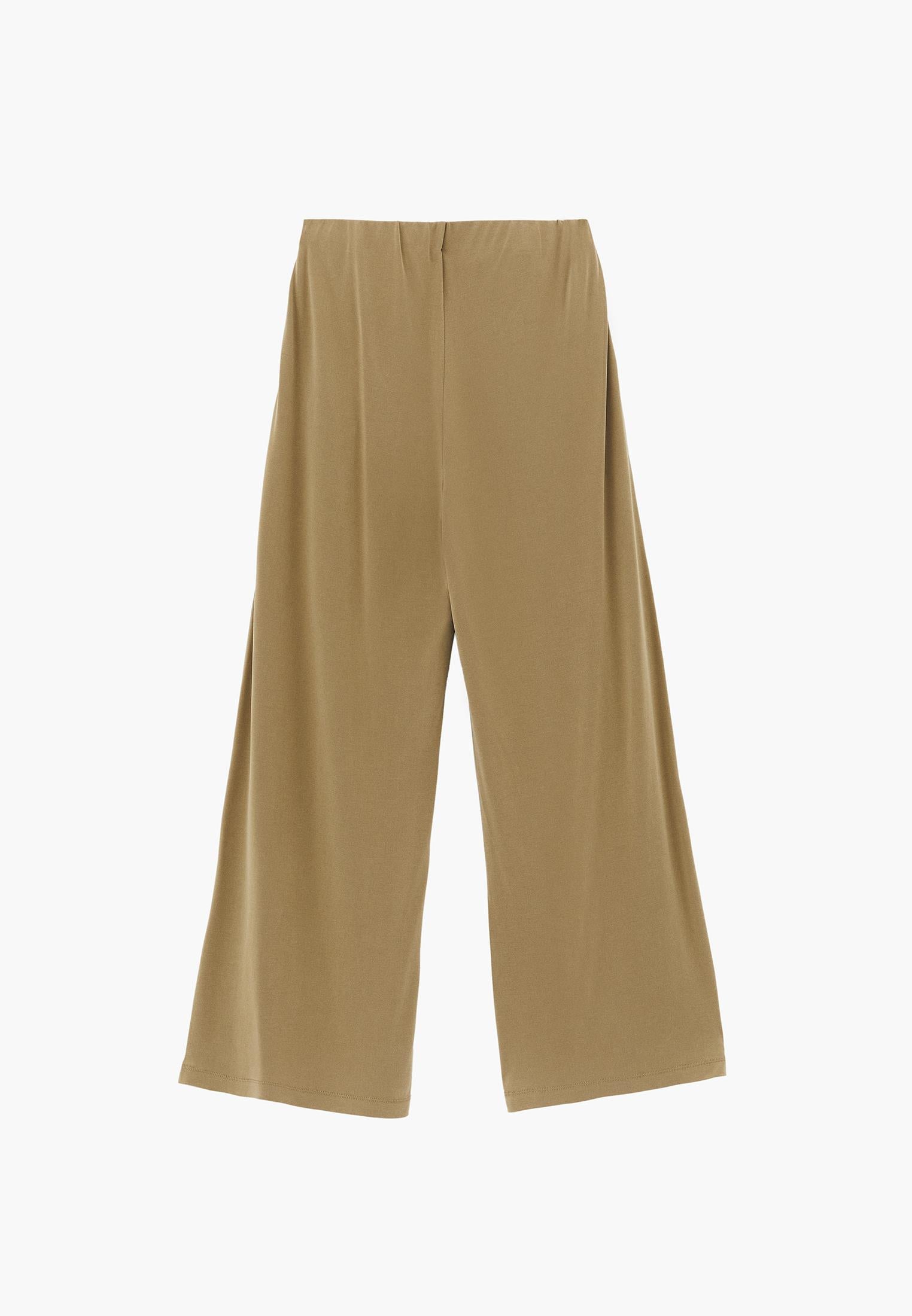 Wide Leg Elastic Waist Pants - KHAKI