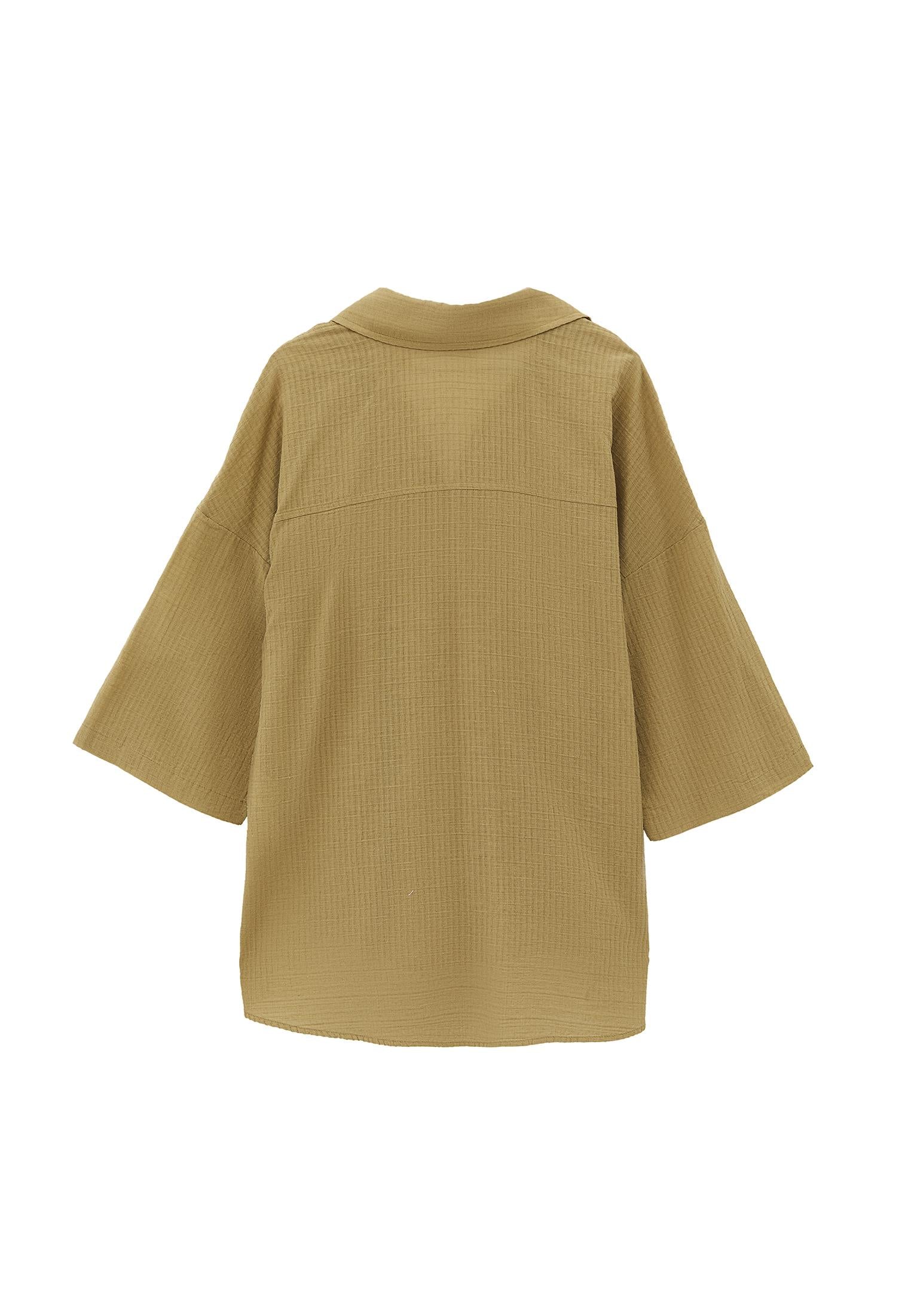 Button Detailed Oversize Shirt - KHAKI