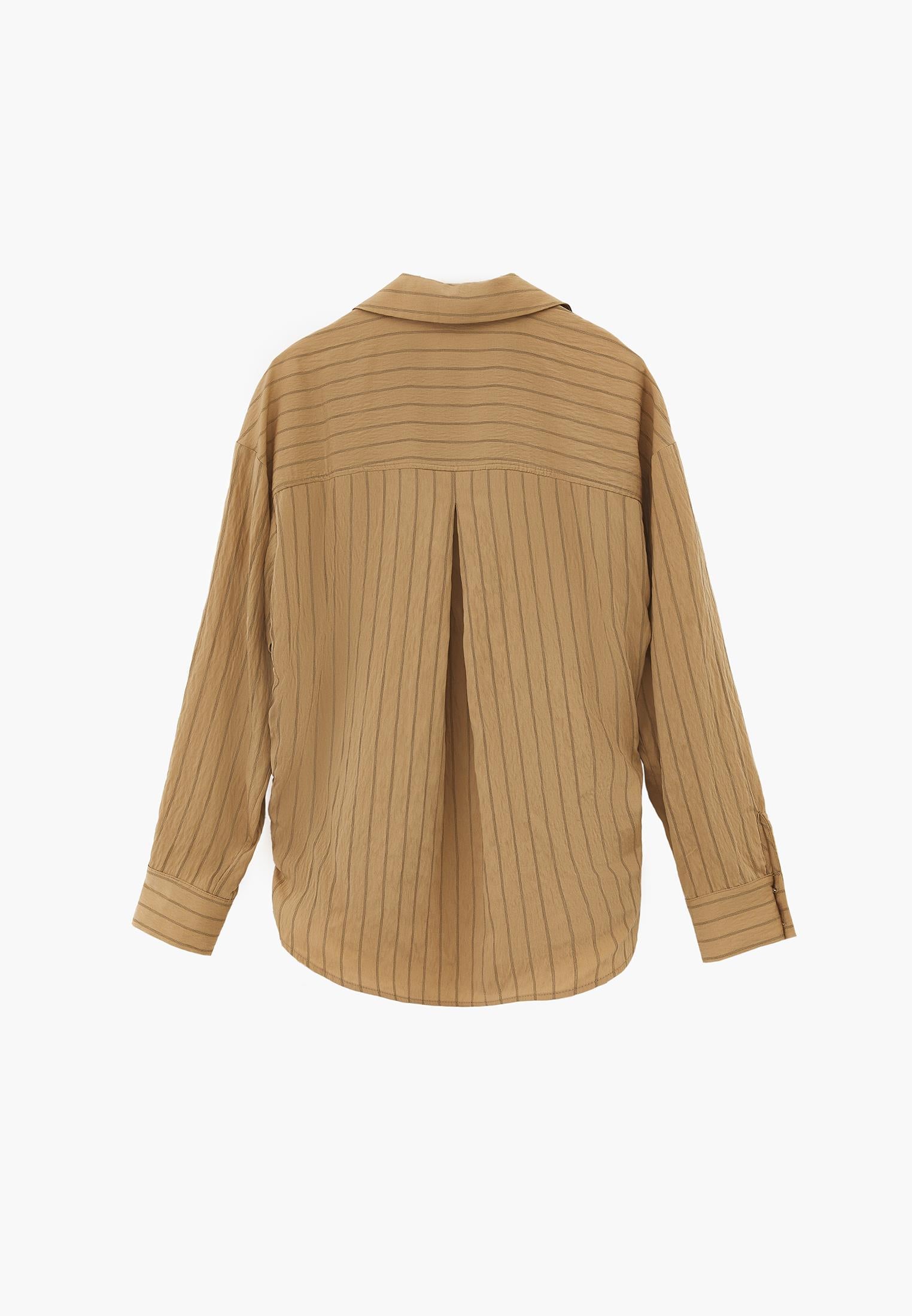 Oversized Long Sleeve Striped Shirt with Button Details - LARK STRIPE